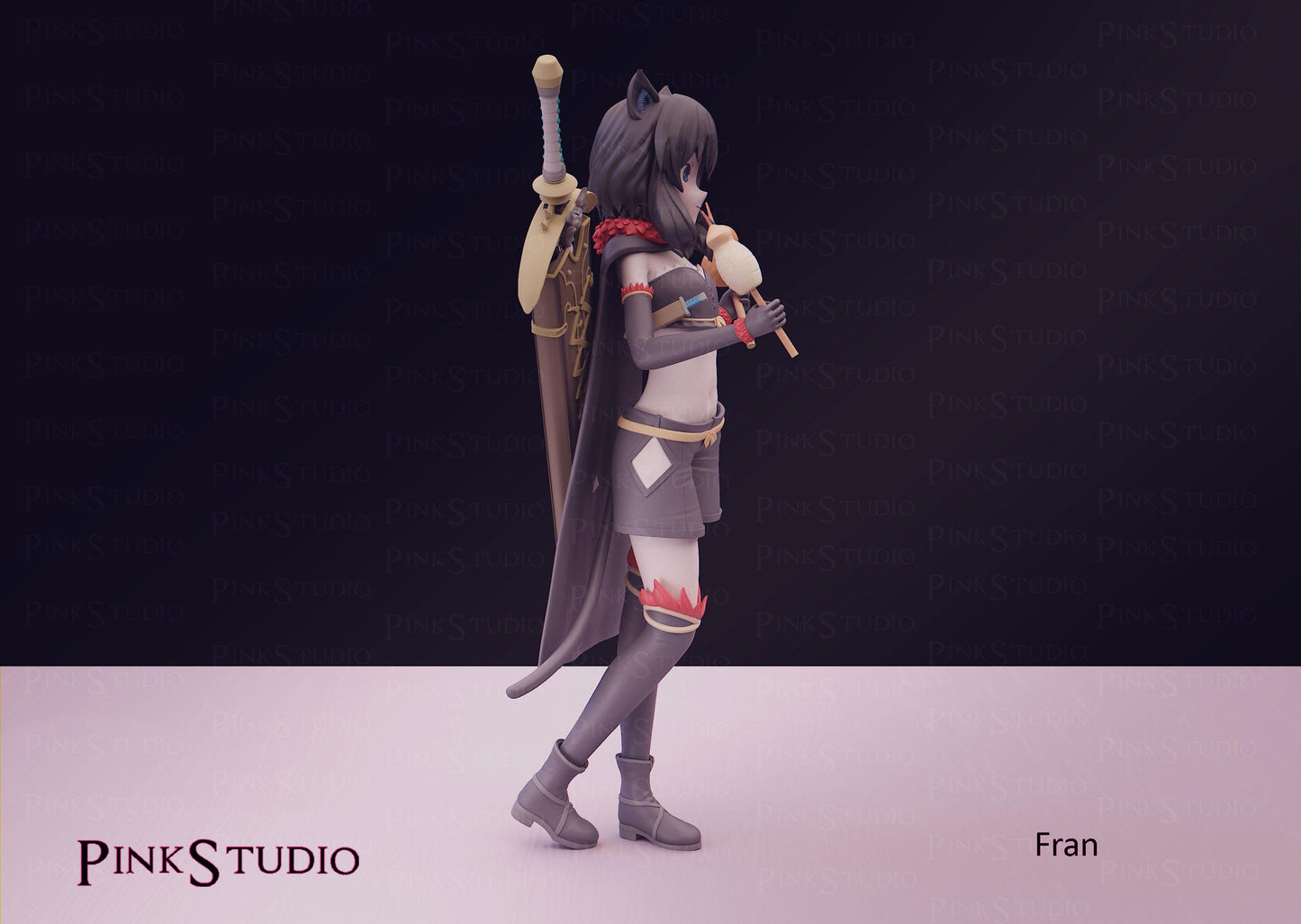 Cat Girl Model Kit | 3D Resin Printed Figurine | Pink Studio