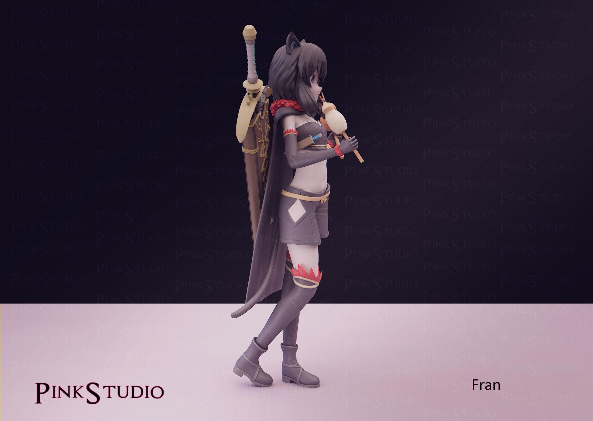 Cat Girl Model Kit | 3D Resin Printed Figurine | Pink Studio
