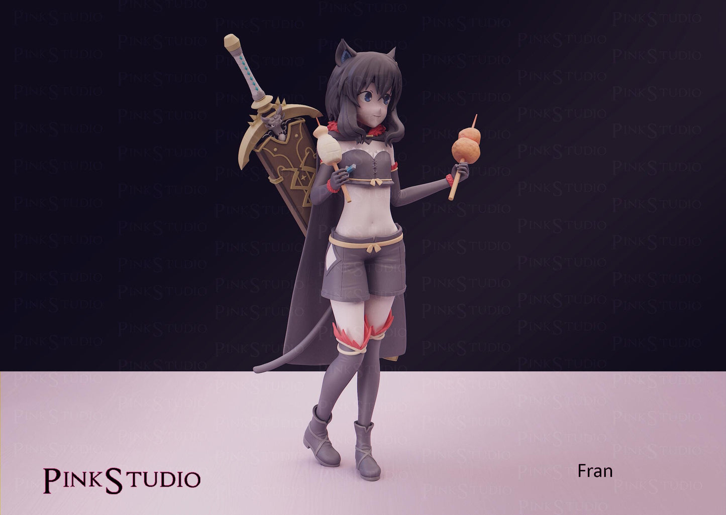 Cat Girl Model Kit | 3D Resin Printed Figurine | Pink Studio