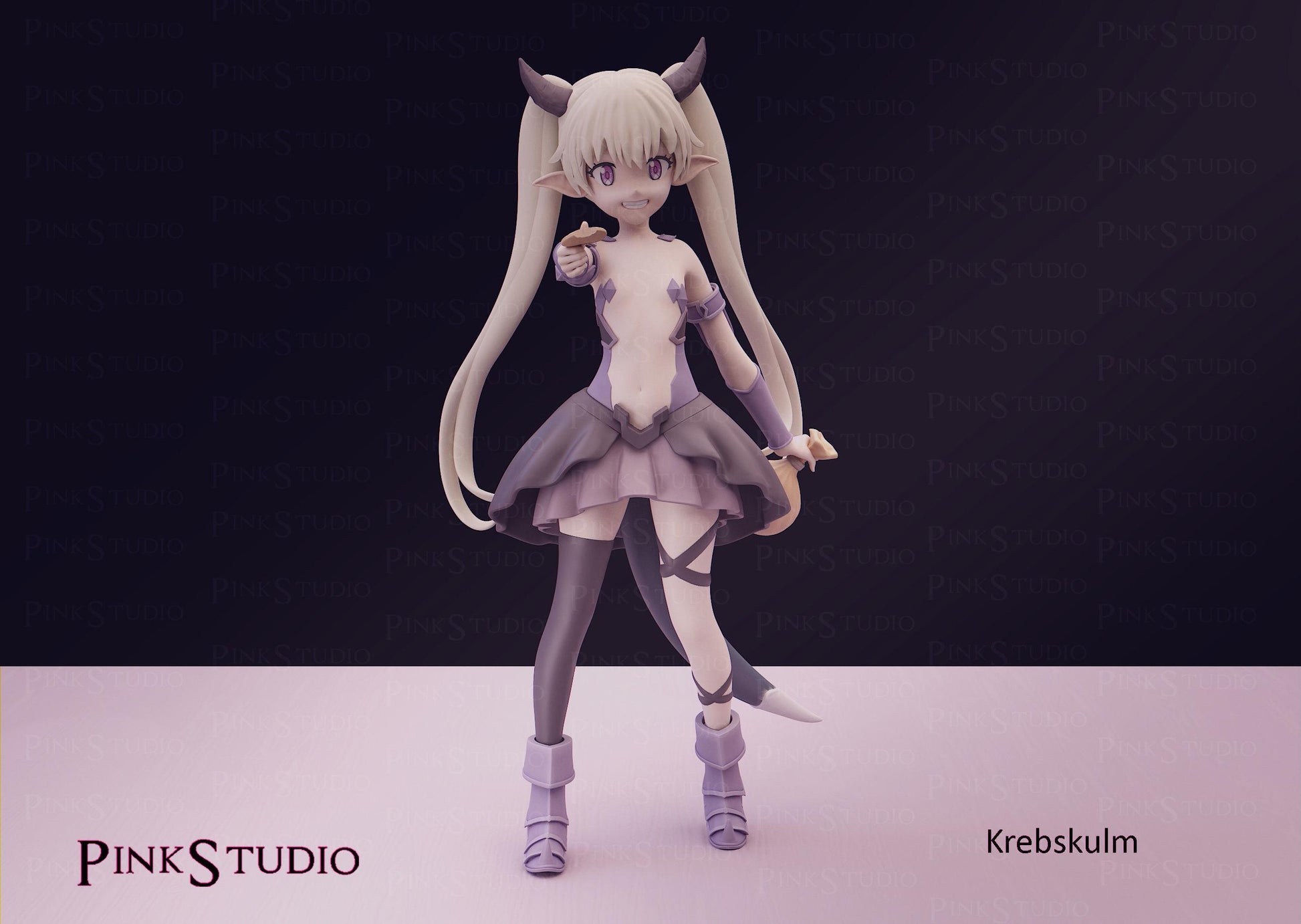 Demon Girl Model Kit | 3D Resin Printed Figurine | Pink Studio