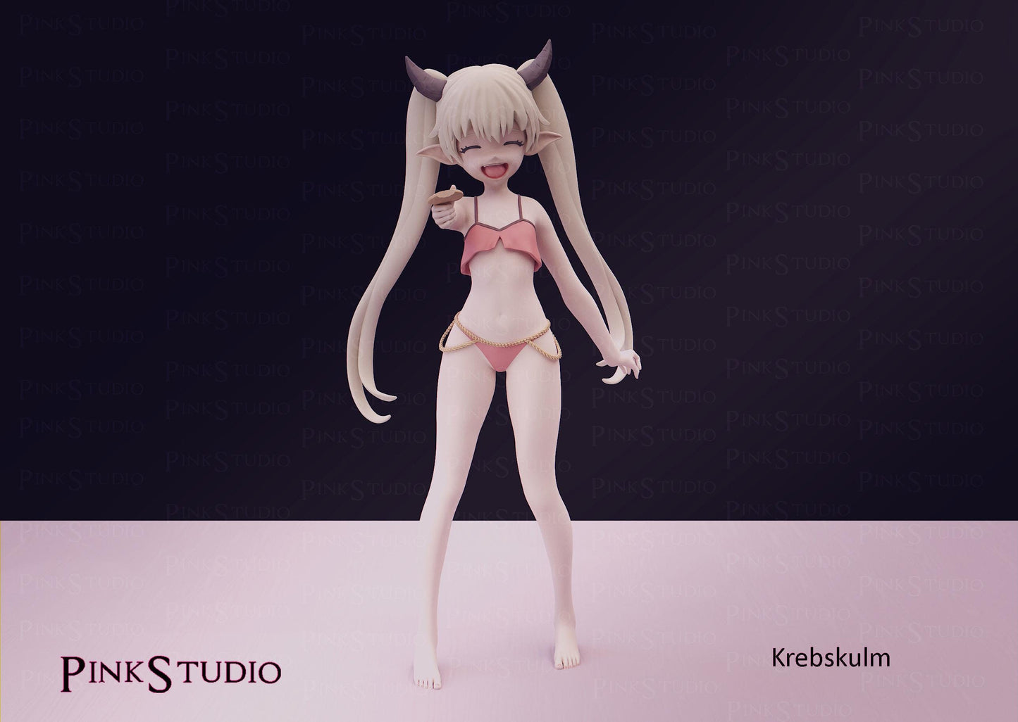 Demon Girl Model Kit | 3D Resin Printed Figurine | Pink Studio