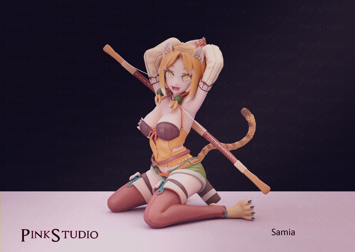 Cat Girl Model Kit | 3D Resin Printed Figurine | Pink Studio