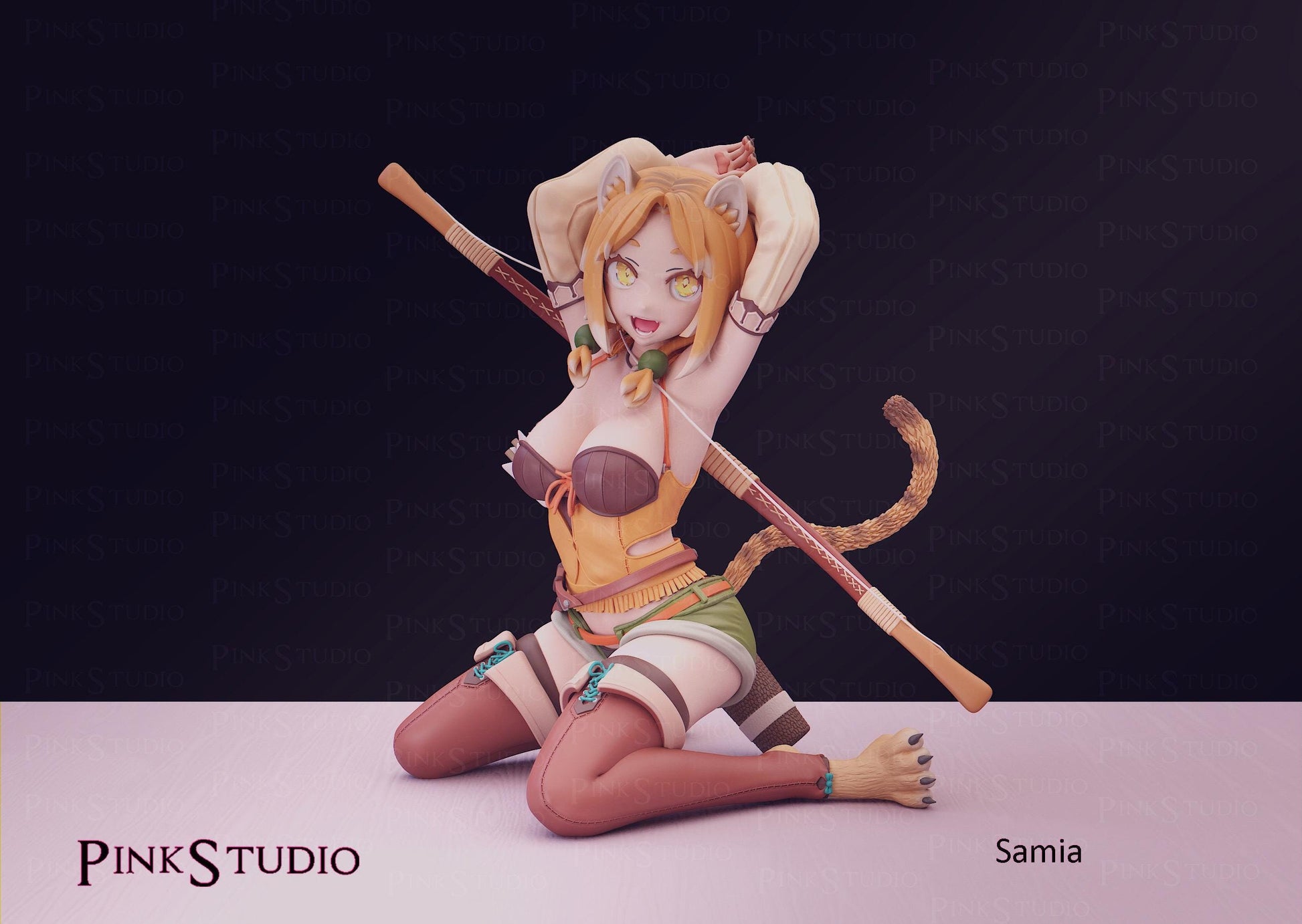 Cat Girl Model Kit | 3D Resin Printed Figurine | Pink Studio