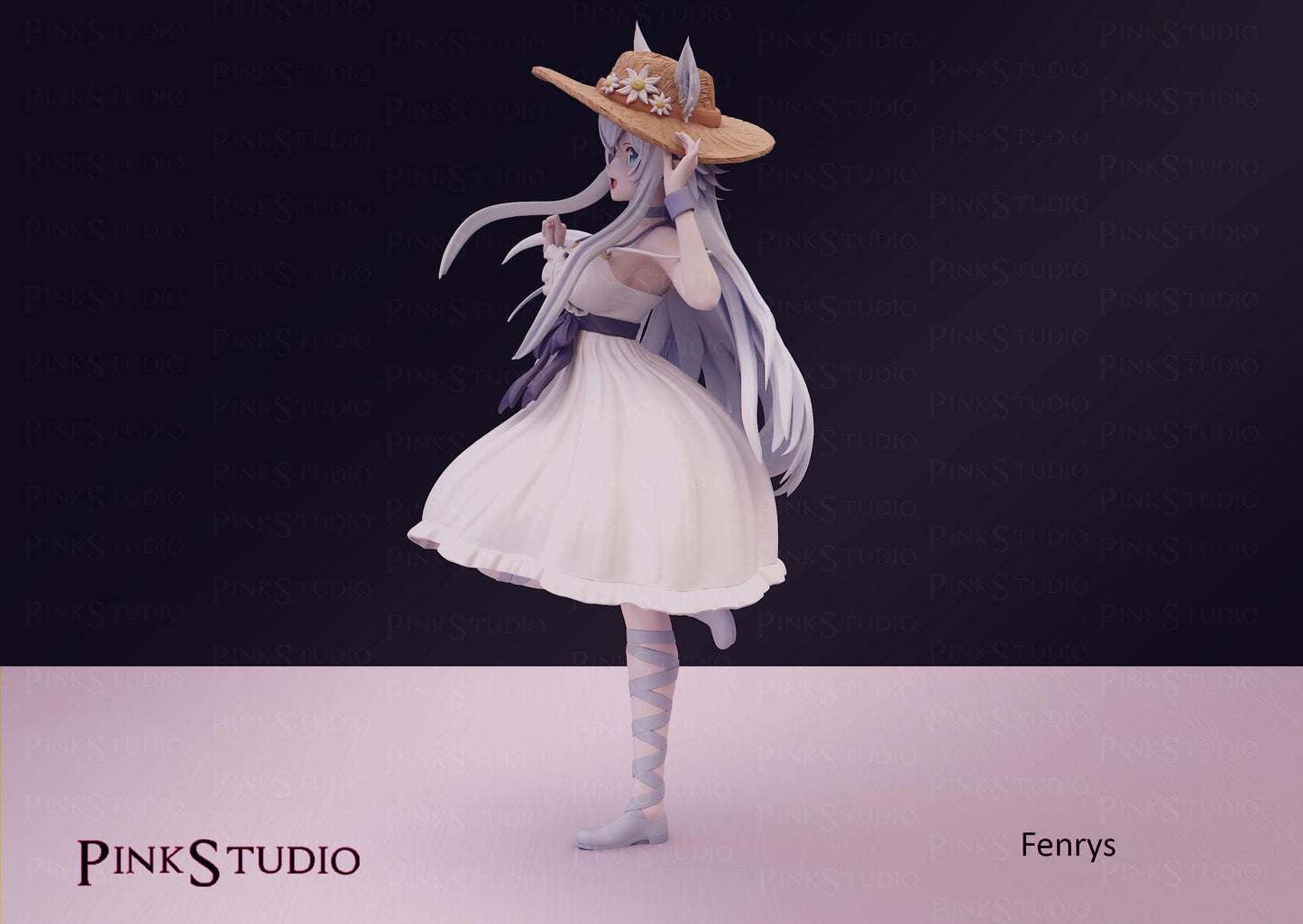 Wolf Girl Model Kit | 3D Resin Printed Figurine | Pink Studio