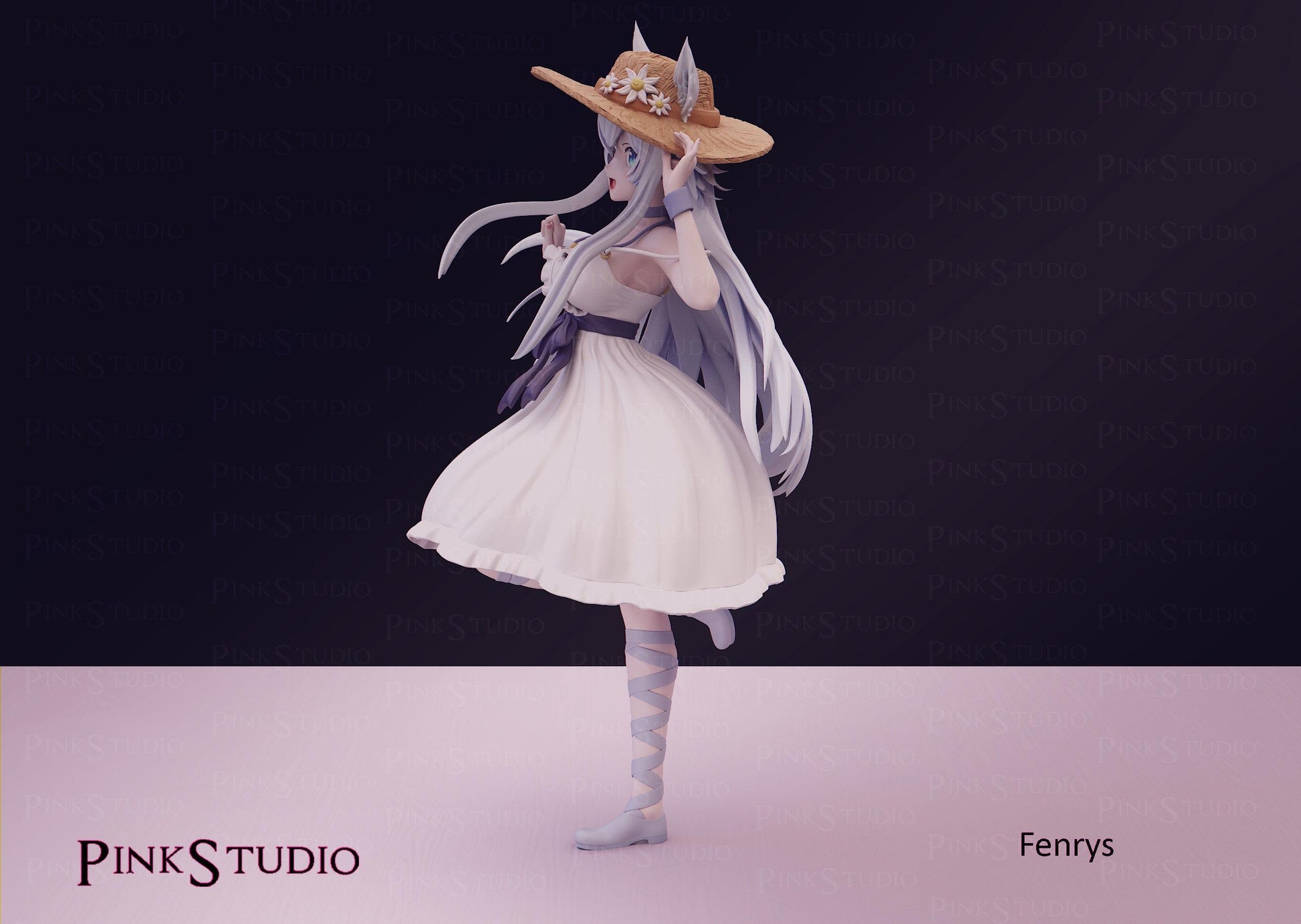 Wolf Girl Model Kit | 3D Resin Printed Figurine | Pink Studio