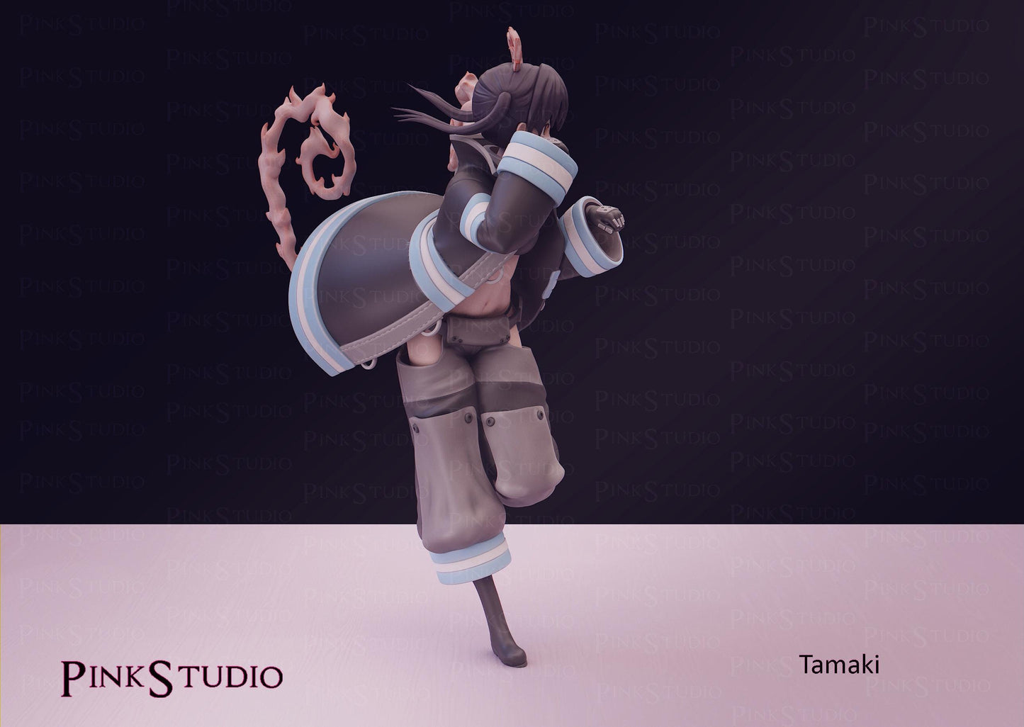 Fire Fighter Girl Model Kit | 3D Resin Printed Figurine | Pink Studio