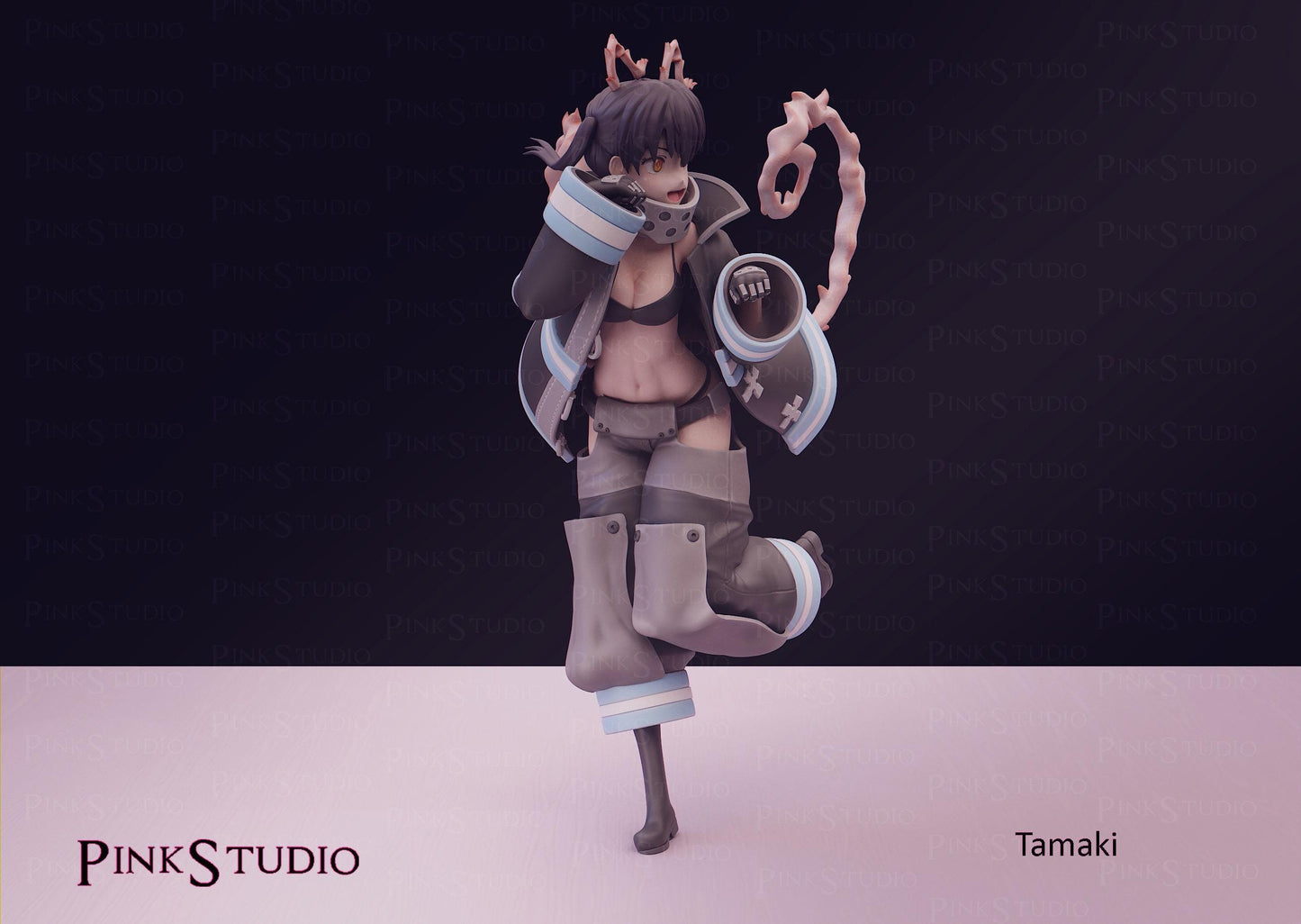 Fire Fighter Girl Model Kit | 3D Resin Printed Figurine | Pink Studio