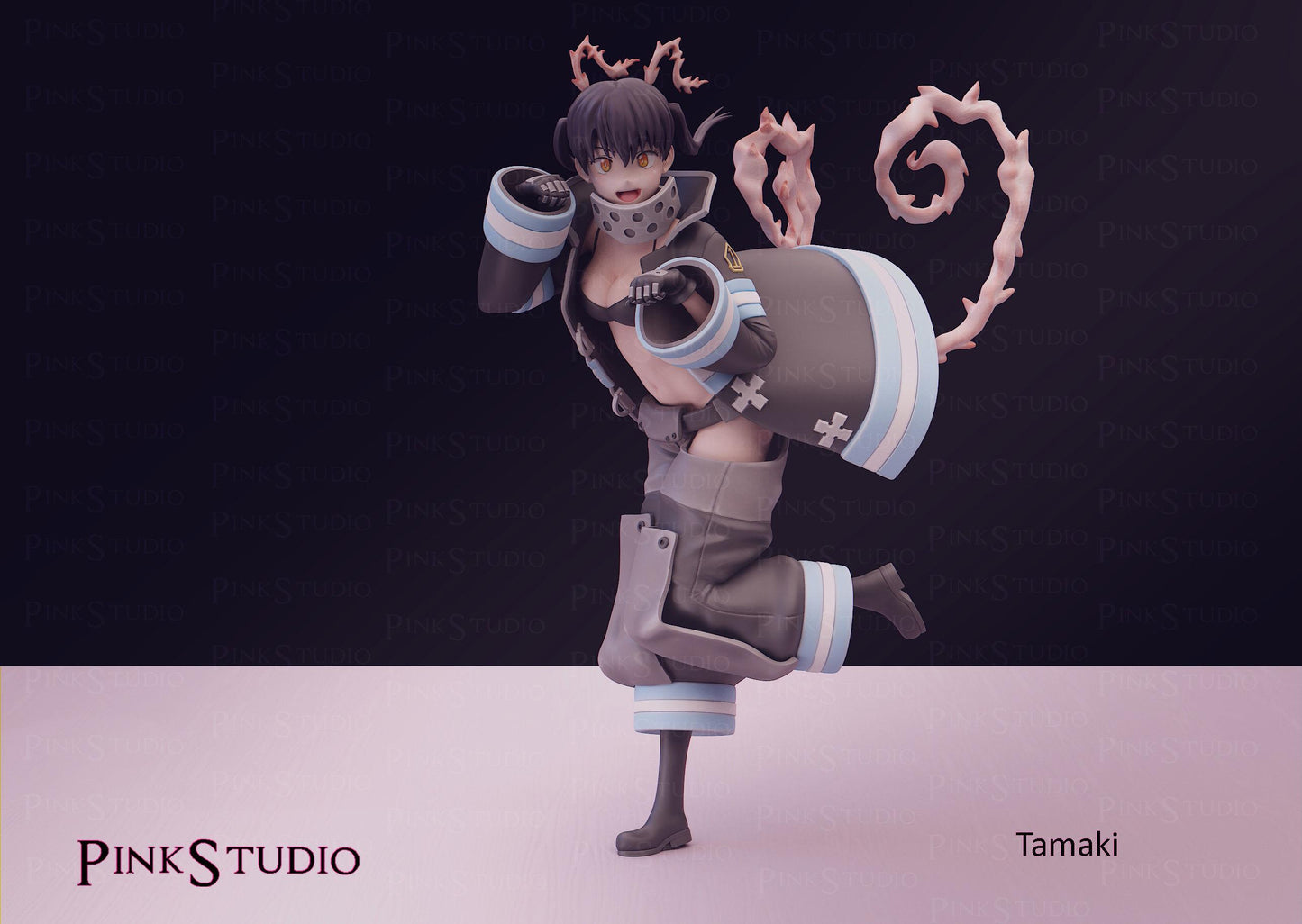 Fire Fighter Girl Model Kit | 3D Resin Printed Figurine | Pink Studio