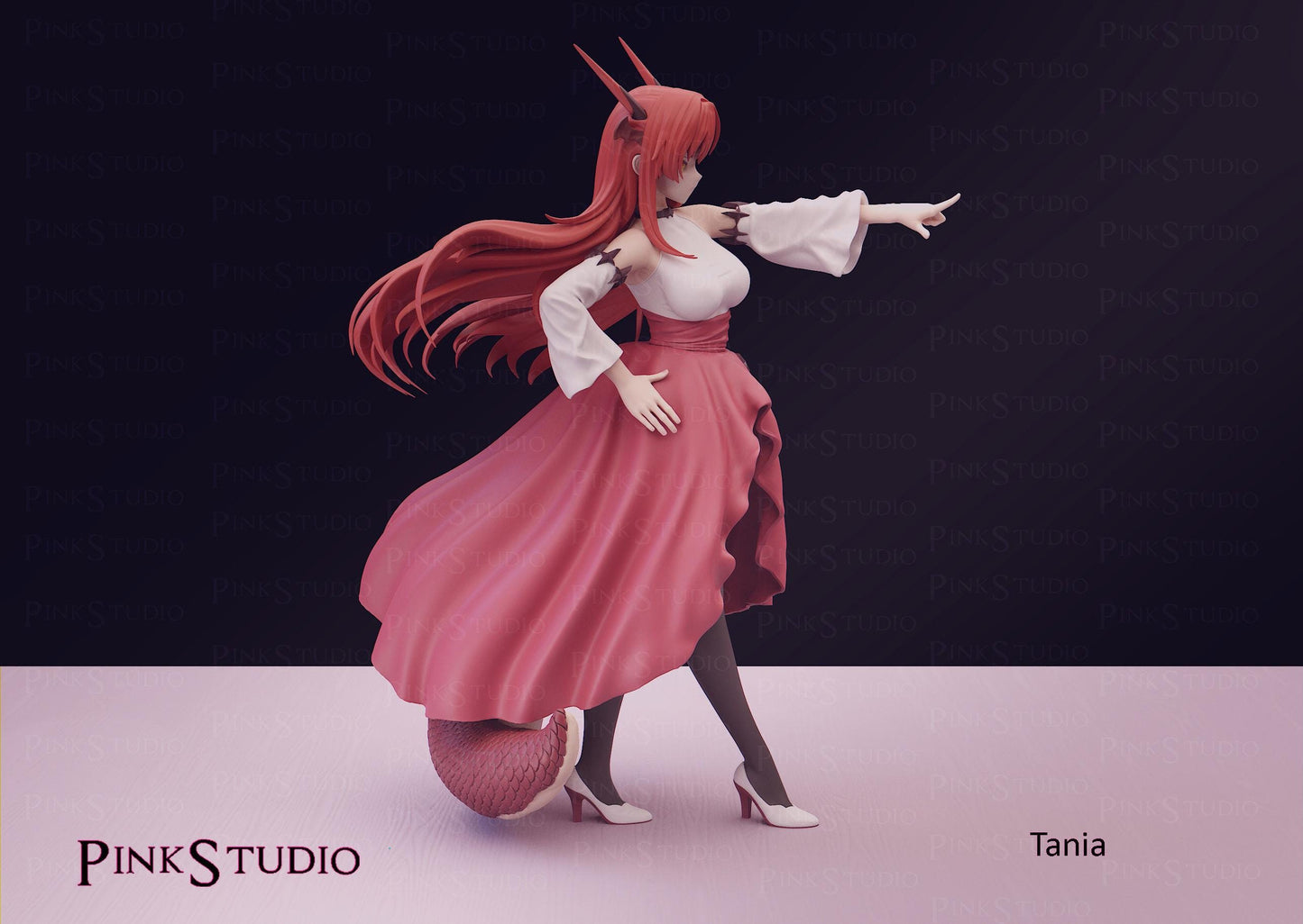 Dragon Girl Model Kit | 3D Resin Printed Figurine | Pink Studio