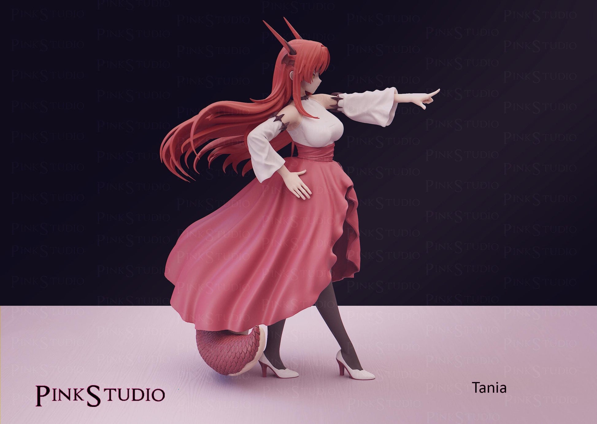 Dragon Girl Model Kit | 3D Resin Printed Figurine | Pink Studio