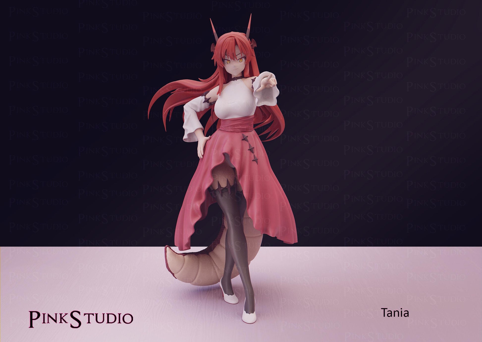 Dragon Girl Model Kit | 3D Resin Printed Figurine | Pink Studio