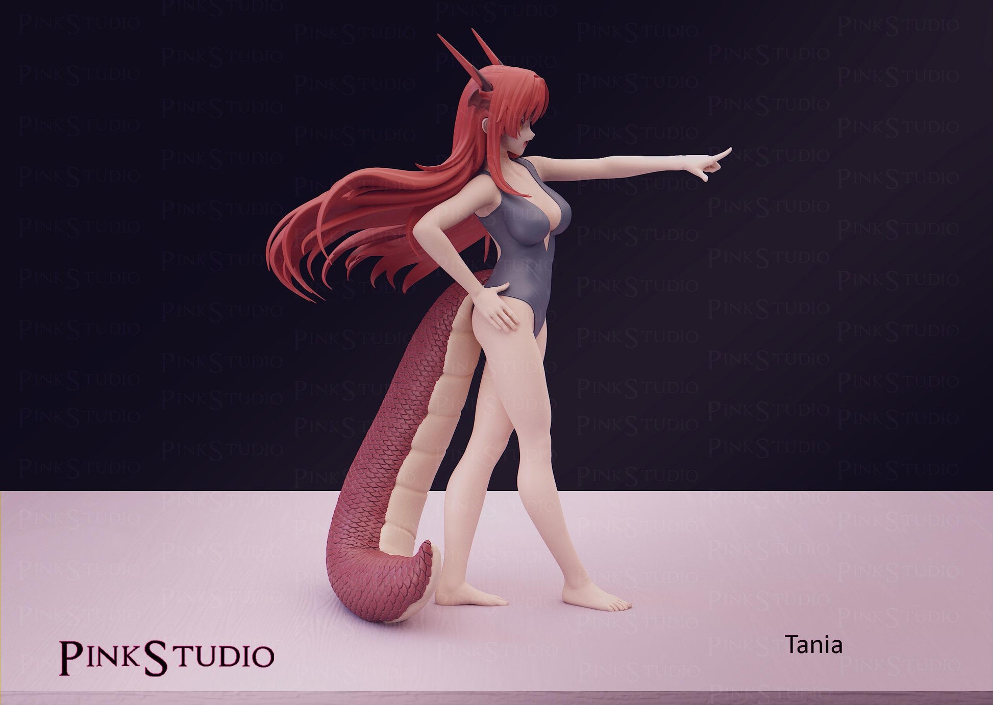 Dragon Girl Model Kit | 3D Resin Printed Figurine | Pink Studio