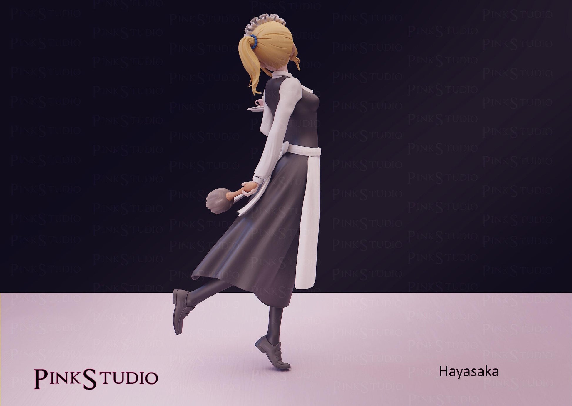 Maid Girl Model Kit | 3D Resin Printed Figurine | Pink Studio
