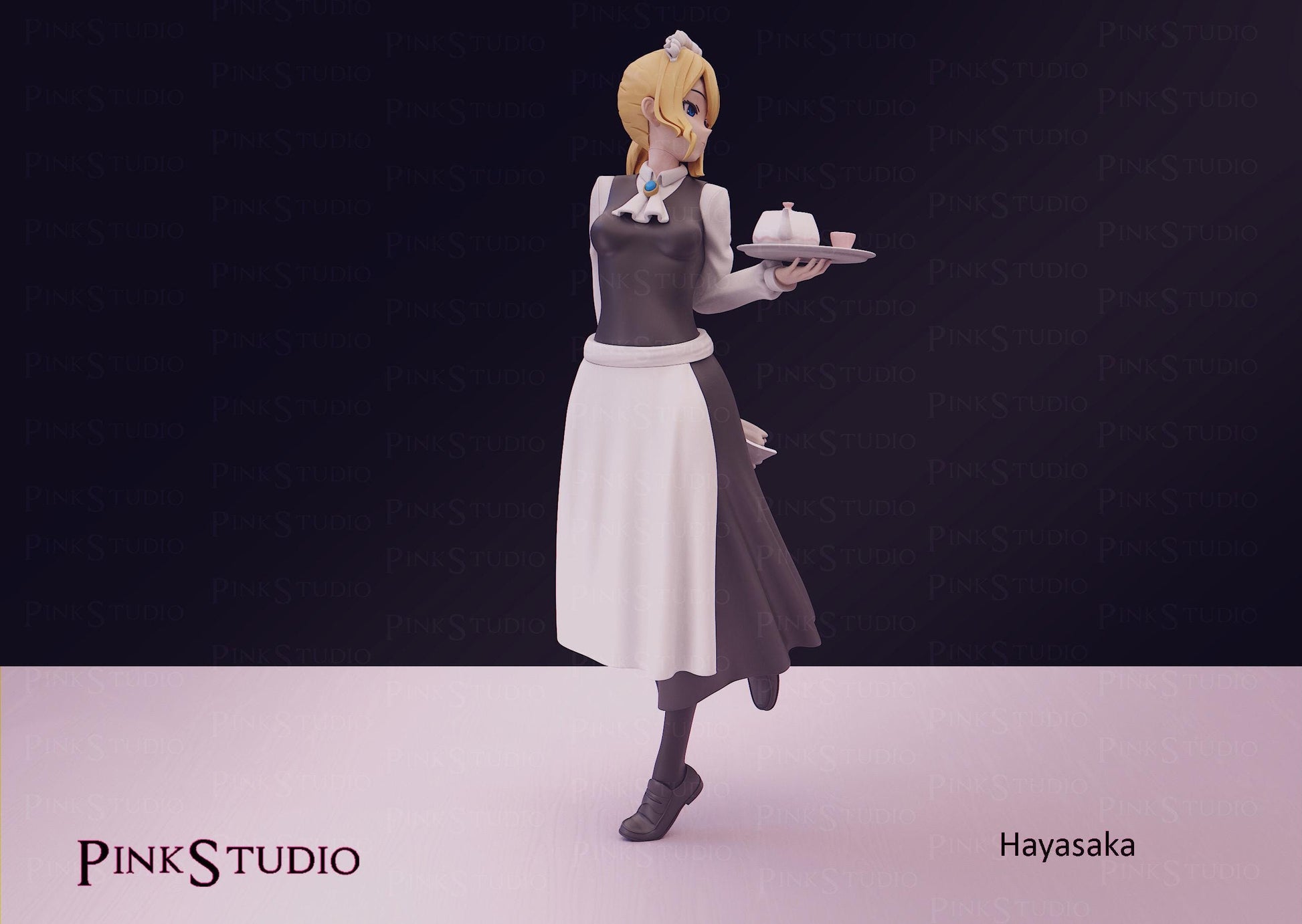 Maid Girl Model Kit | 3D Resin Printed Figurine | Pink Studio