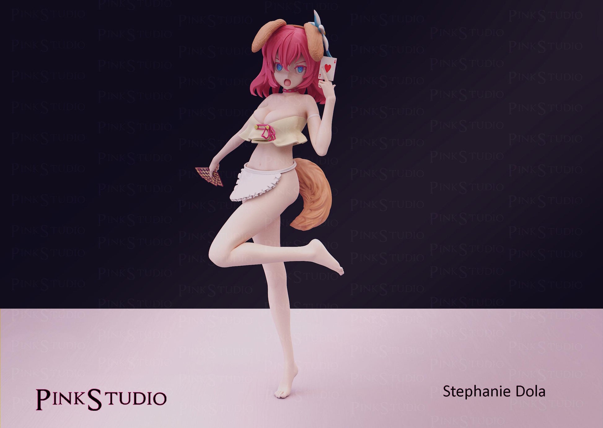 Poker Girl Model Kit | 3D Resin Printed Figurine | Pink Studio