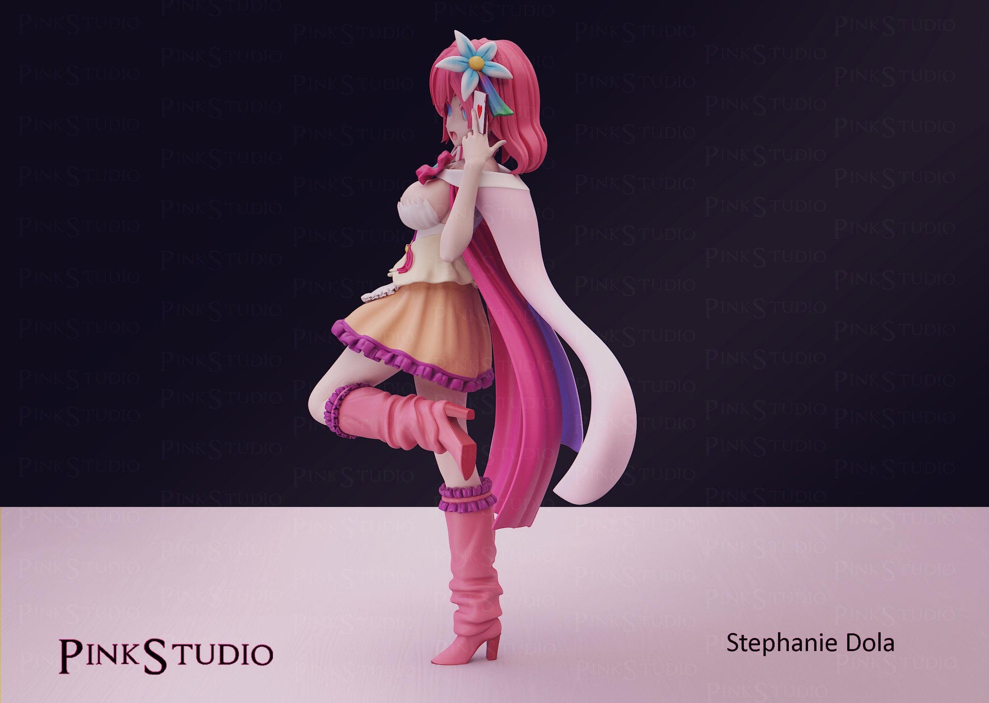 Poker Girl Model Kit | 3D Resin Printed Figurine | Pink Studio