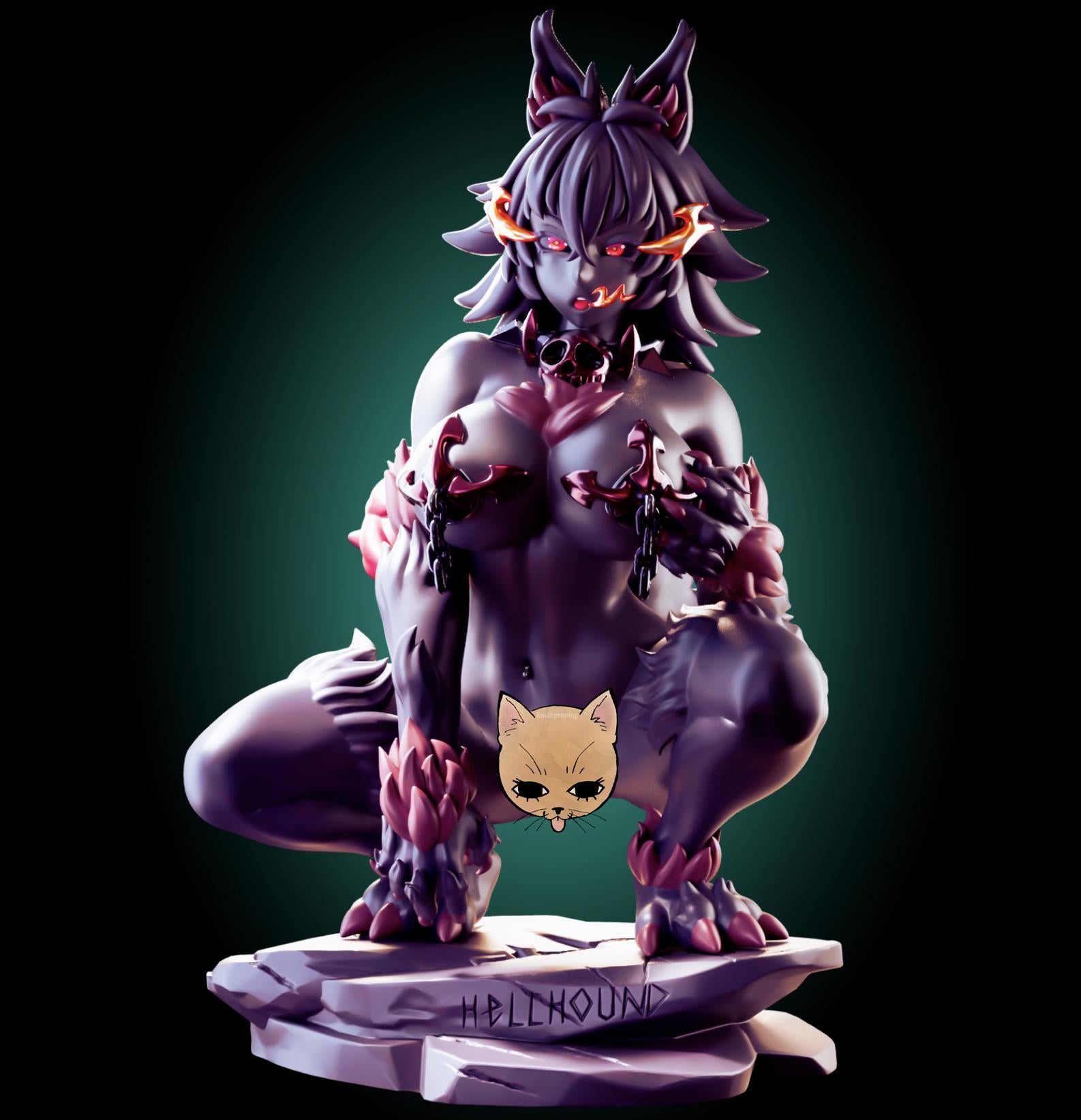 Hellhound Monster Girl Waifu Model Kit | 3D Resin Printed Figurine | Officer Rhu