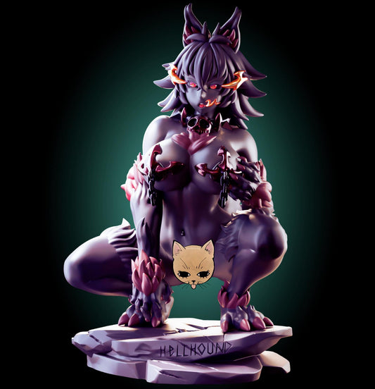 Hellhound Monster Girl Waifu Model Kit | 3D Resin Printed Figurine | Officer Rhu