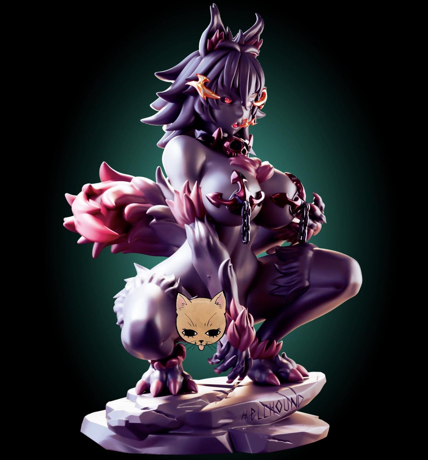 Hellhound Monster Girl Waifu Model Kit | 3D Resin Printed Figurine | Officer Rhu