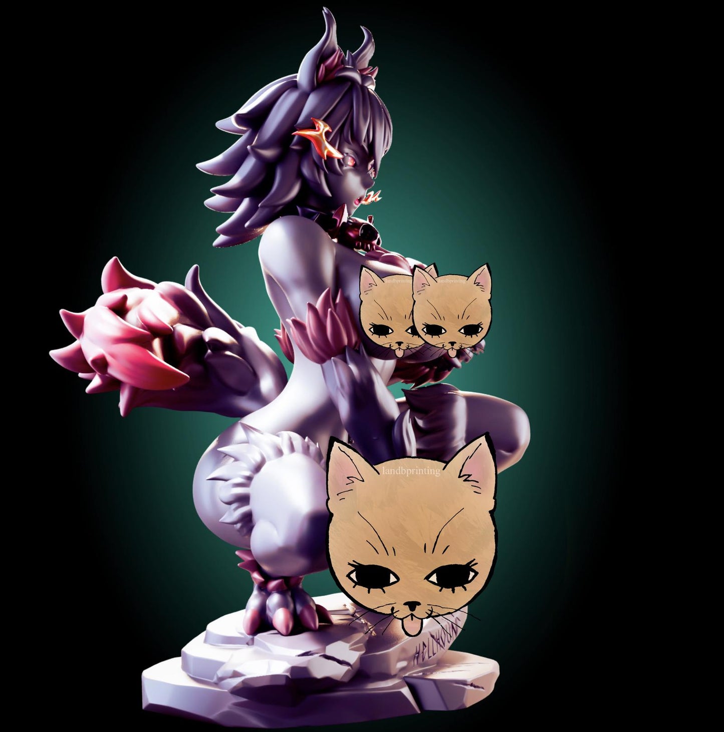 Hellhound Monster Girl Waifu Model Kit | 3D Resin Printed Figurine | Officer Rhu