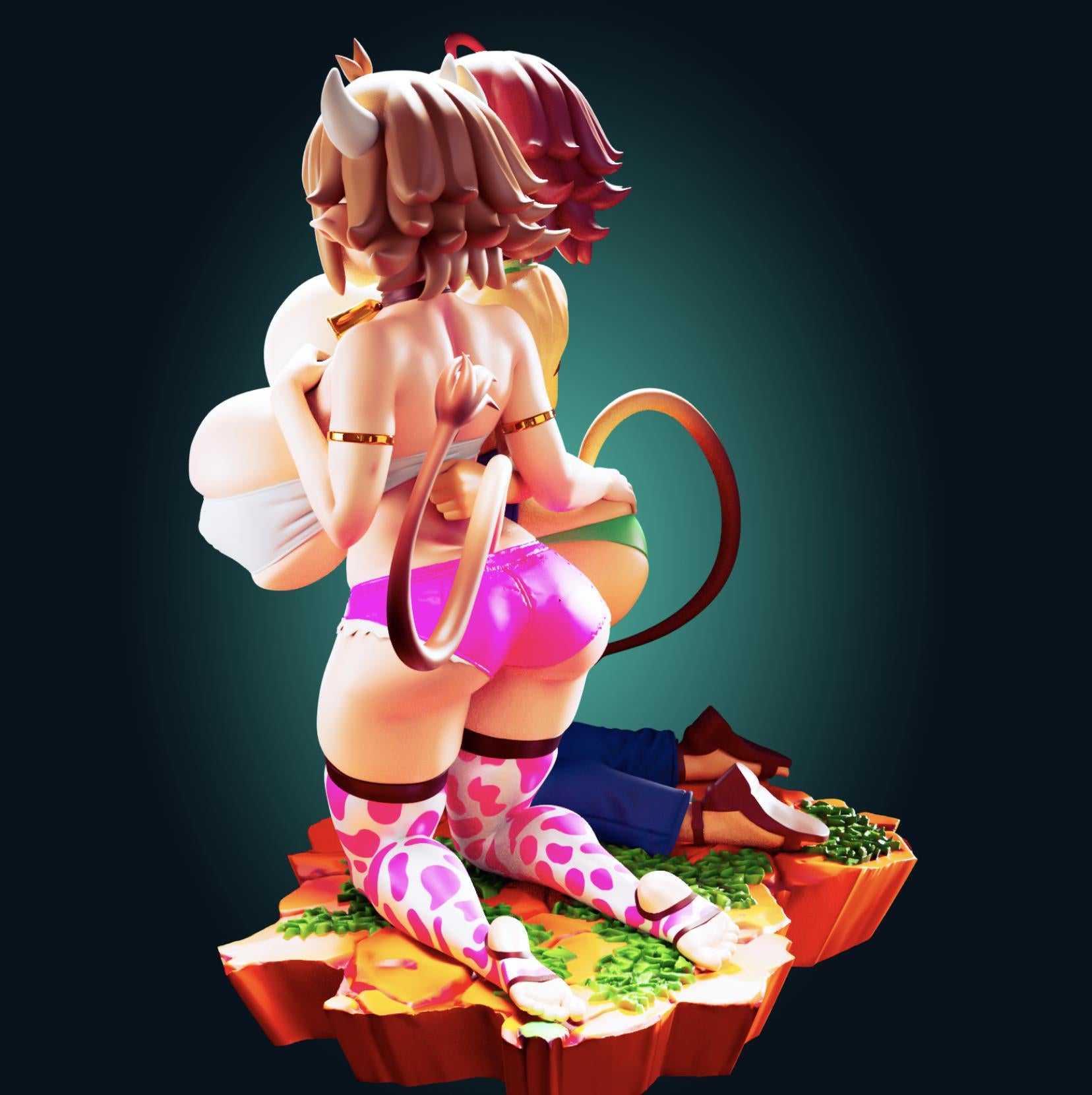 Minotaur Girls Model Kit | 3D Resin Printed Figurine | Officer Rhu