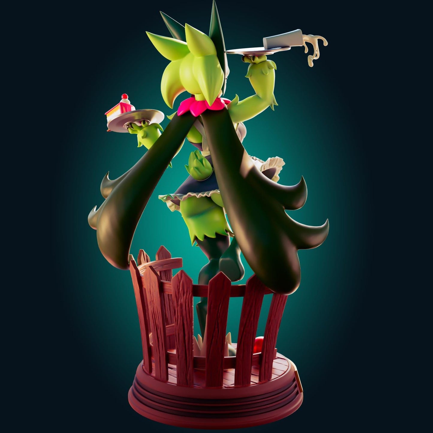 Green Cat Girl Model Kit | 3D Resin Printed Figurine | Officer Rhu