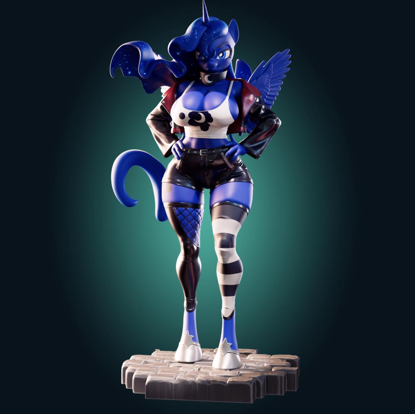 Goth Pony Girl Model Kit | 3D Resin Printed Figurine | Officer Rhu