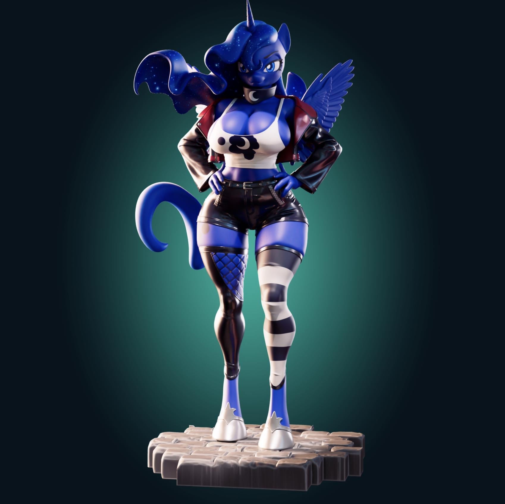Goth Pony Girl Model Kit | 3D Resin Printed Figurine | Officer Rhu