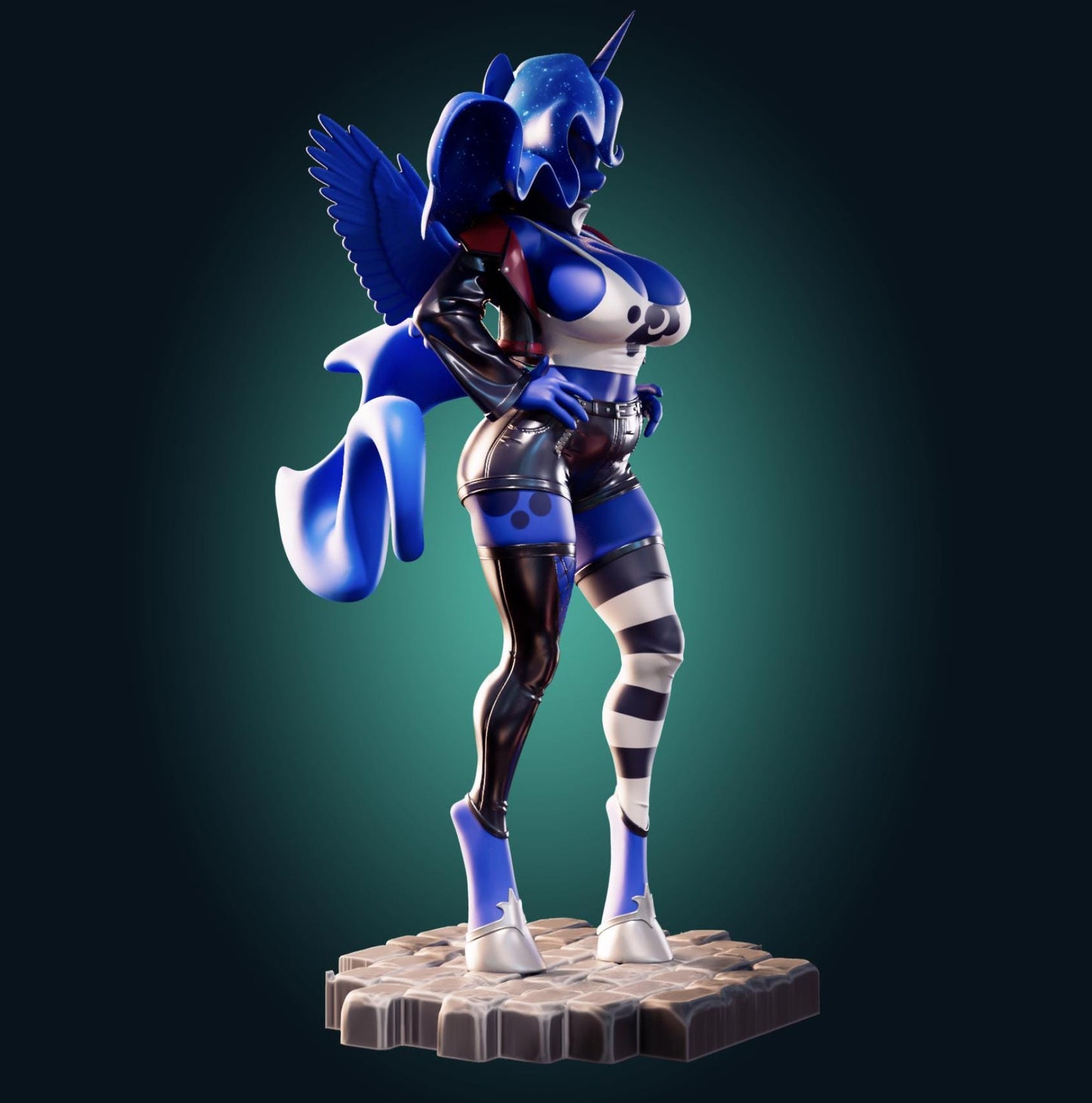 Goth Pony Girl Model Kit | 3D Resin Printed Figurine | Officer Rhu
