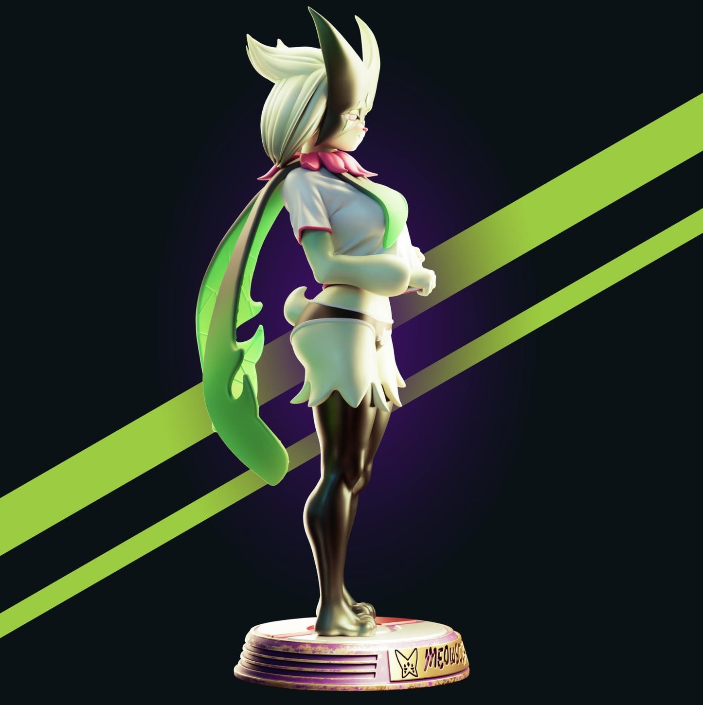 Green Cat Girl Model Kit | 3D Resin Printed Figurine | Officer Rhu