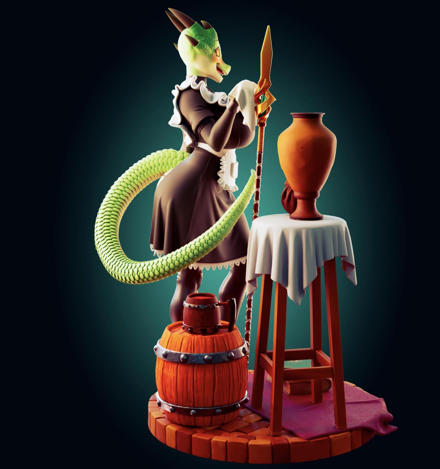 Dragon Maid Model Kit | 3D Resin Printed Figurine | Officer Rhu