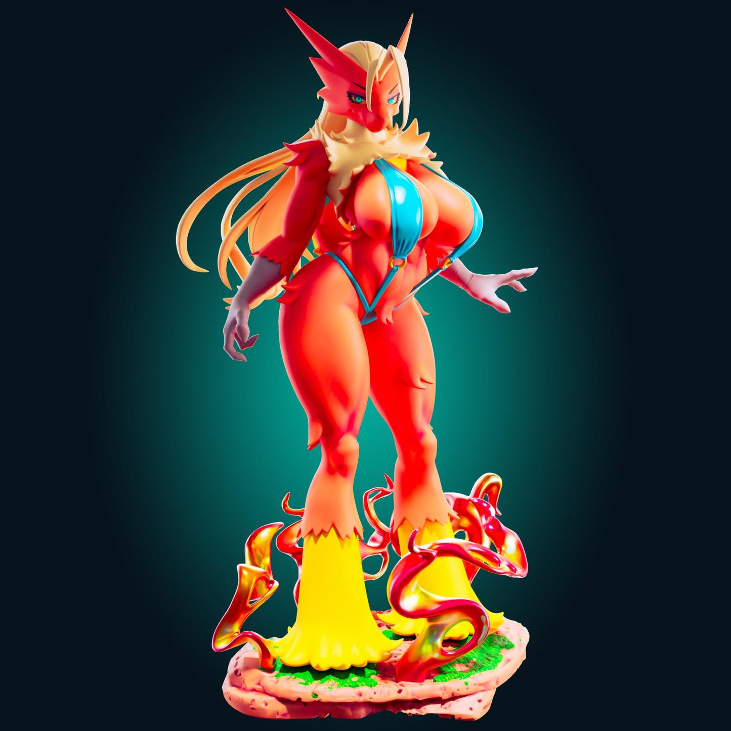 Fire Chicken Girl Model Kit | 3D Resin Printed Figurine | Officer Rhu