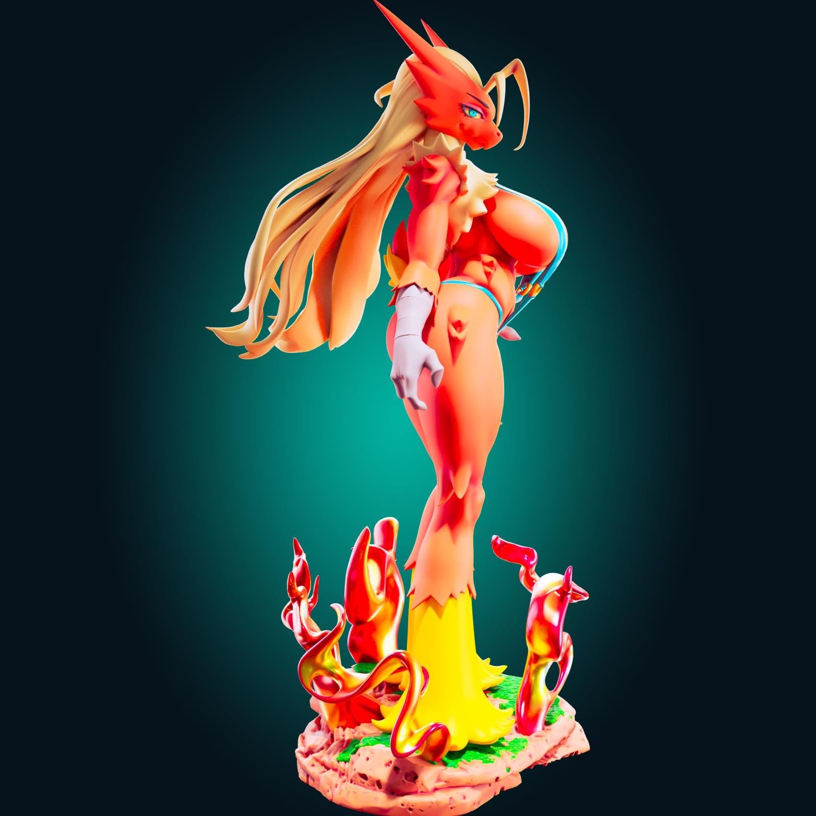 Fire Chicken Girl Model Kit | 3D Resin Printed Figurine | Officer Rhu