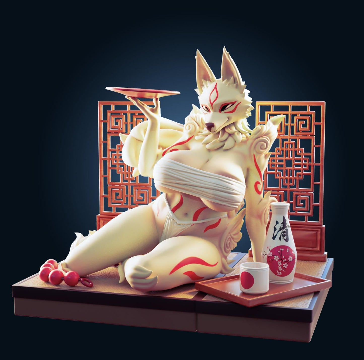 Nine Tailed Fox Furry Model Kit | 3D Resin Printed Figurine | Officer Rhu