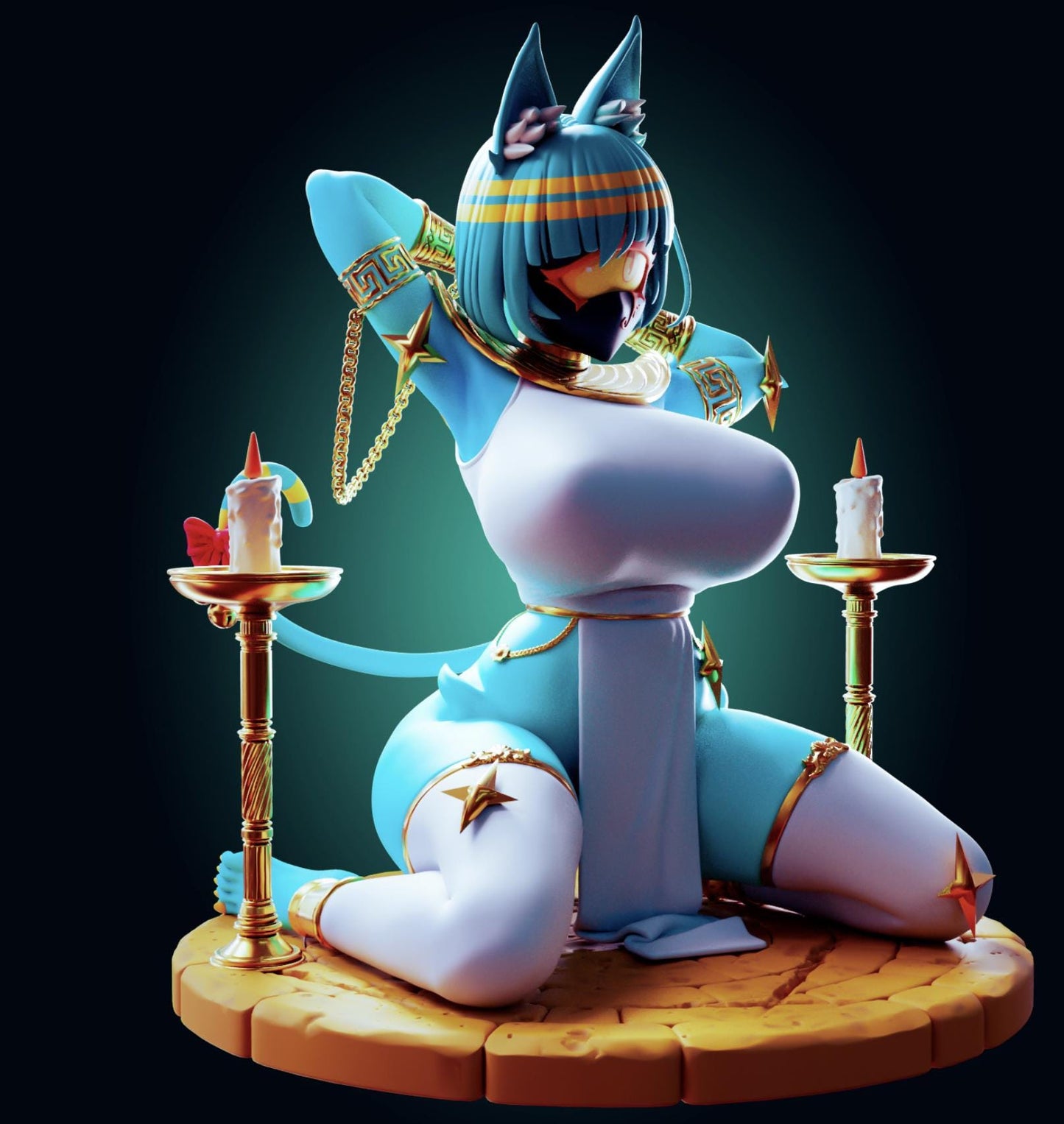 Egyptian Cat Girl Model Kit | 3D Resin Printed Figurine | Officer Rhu