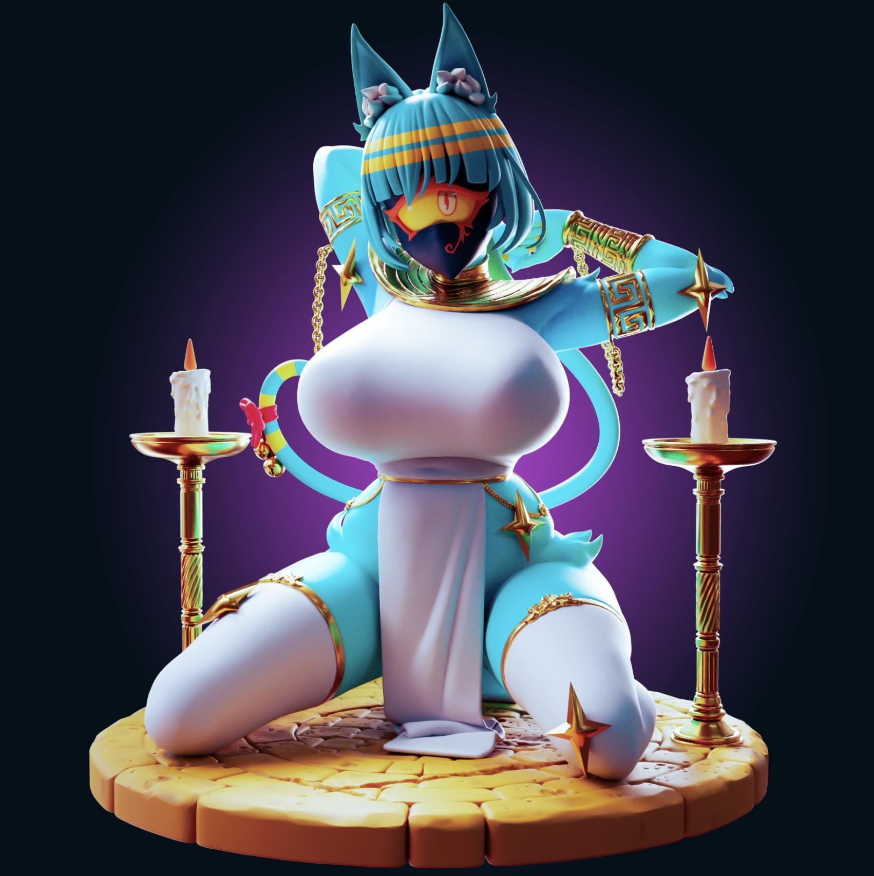 Egyptian Cat Girl Model Kit | 3D Resin Printed Figurine | Officer Rhu