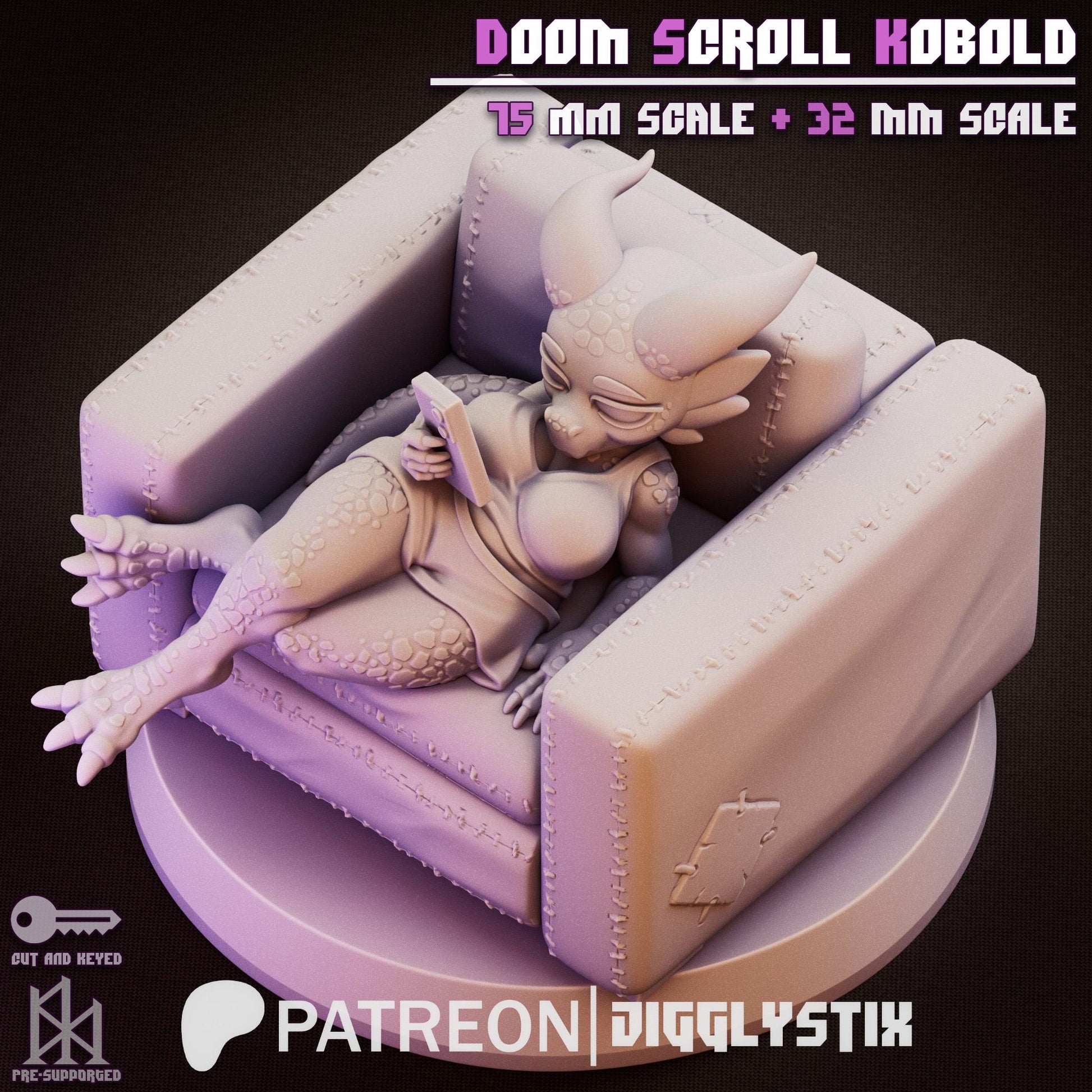 Doom Scroll Kobold Miniature | Jigglystix