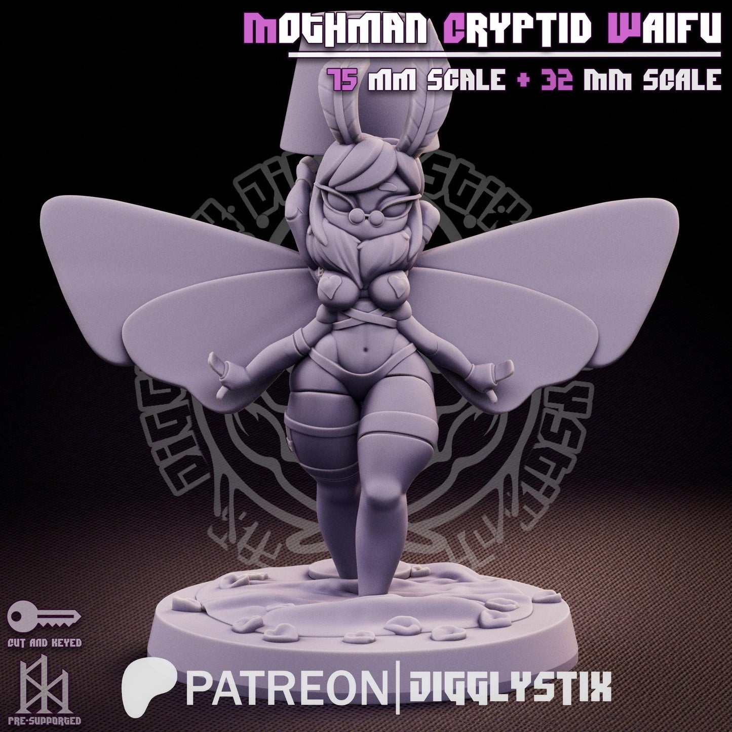 Mothman Cryptid Waifu Miniature | Jigglystix