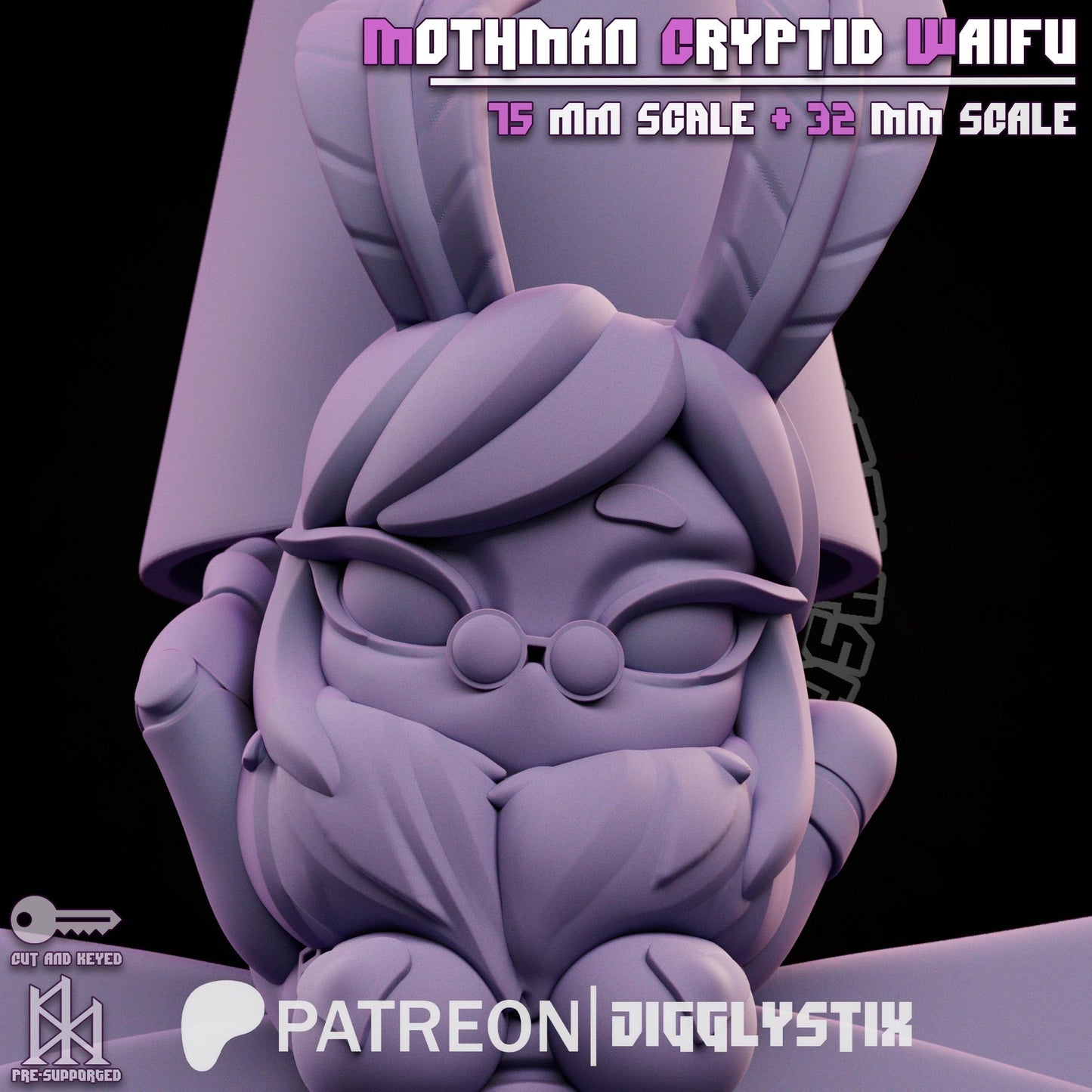 Mothman Cryptid Waifu Miniature | Jigglystix