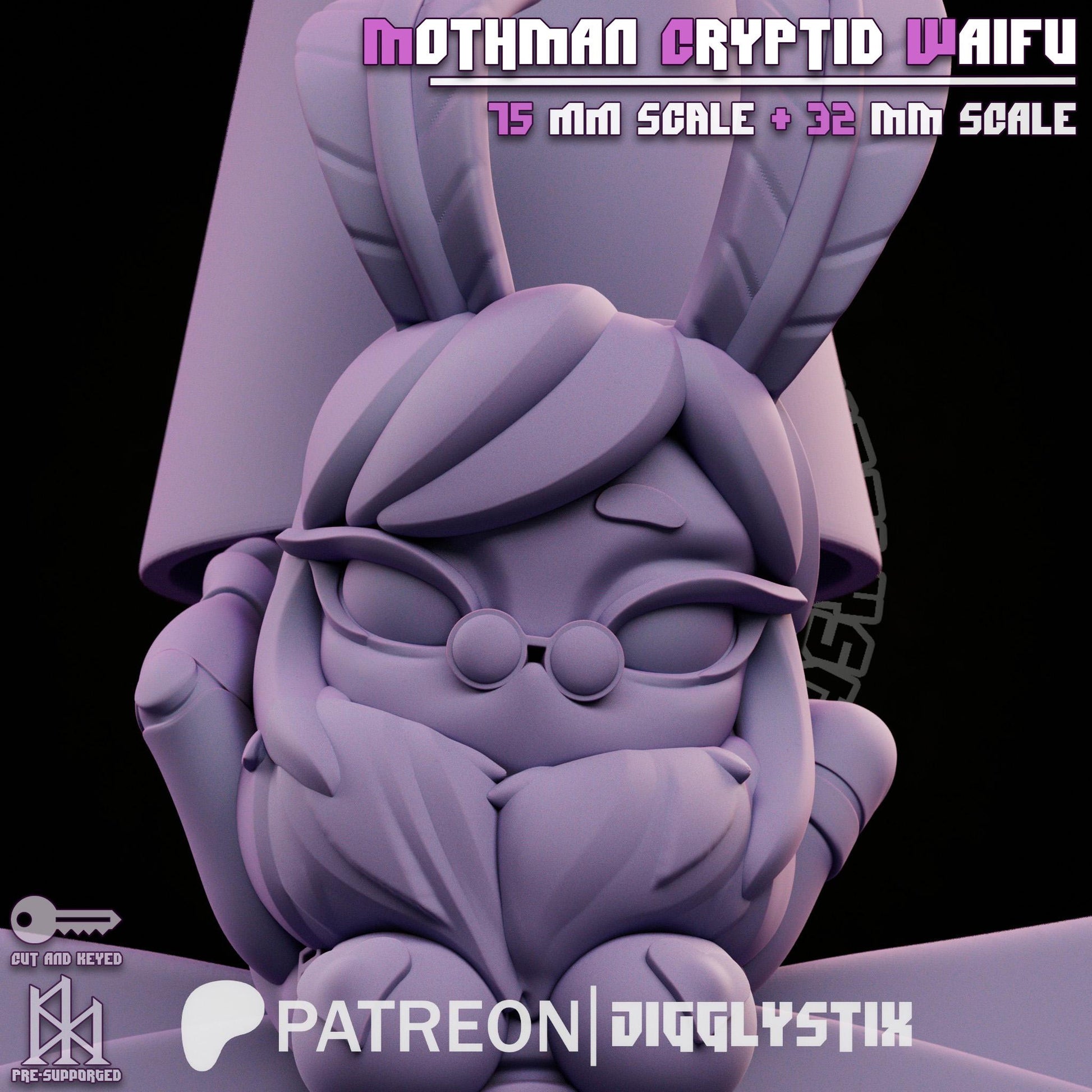 Mothman Cryptid Waifu Miniature | Jigglystix