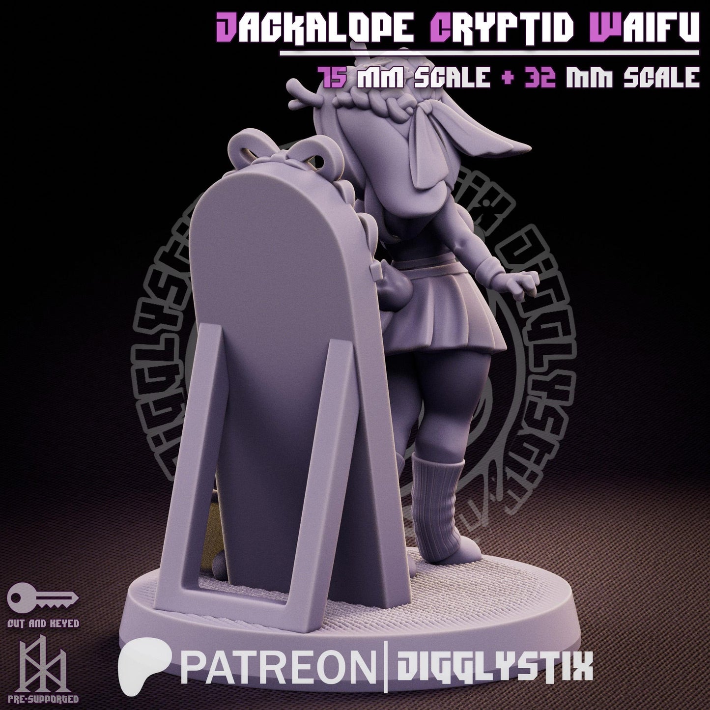 Jackalope Cryptid Waifu Miniature | Jigglystix