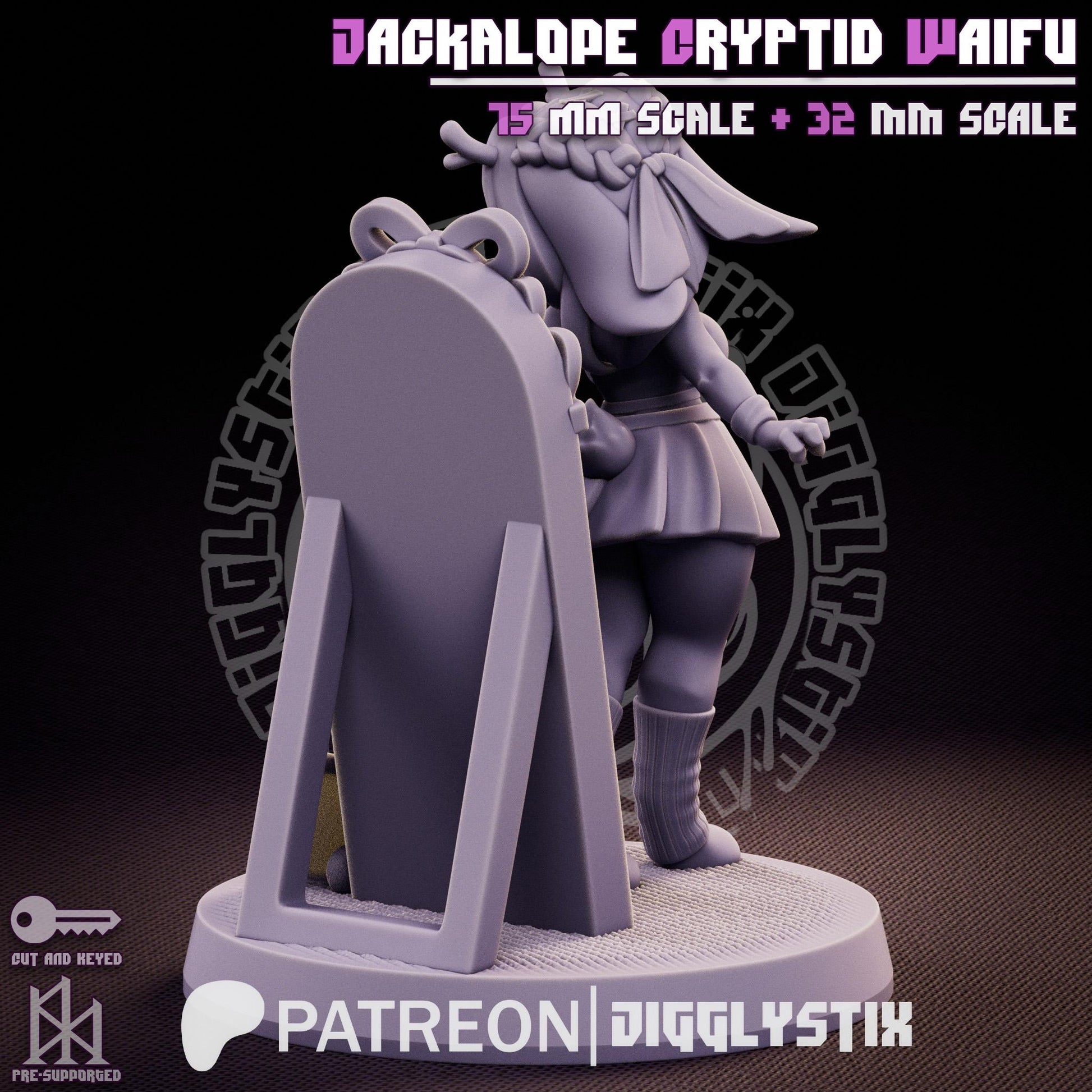 Jackalope Cryptid Waifu Miniature | Jigglystix