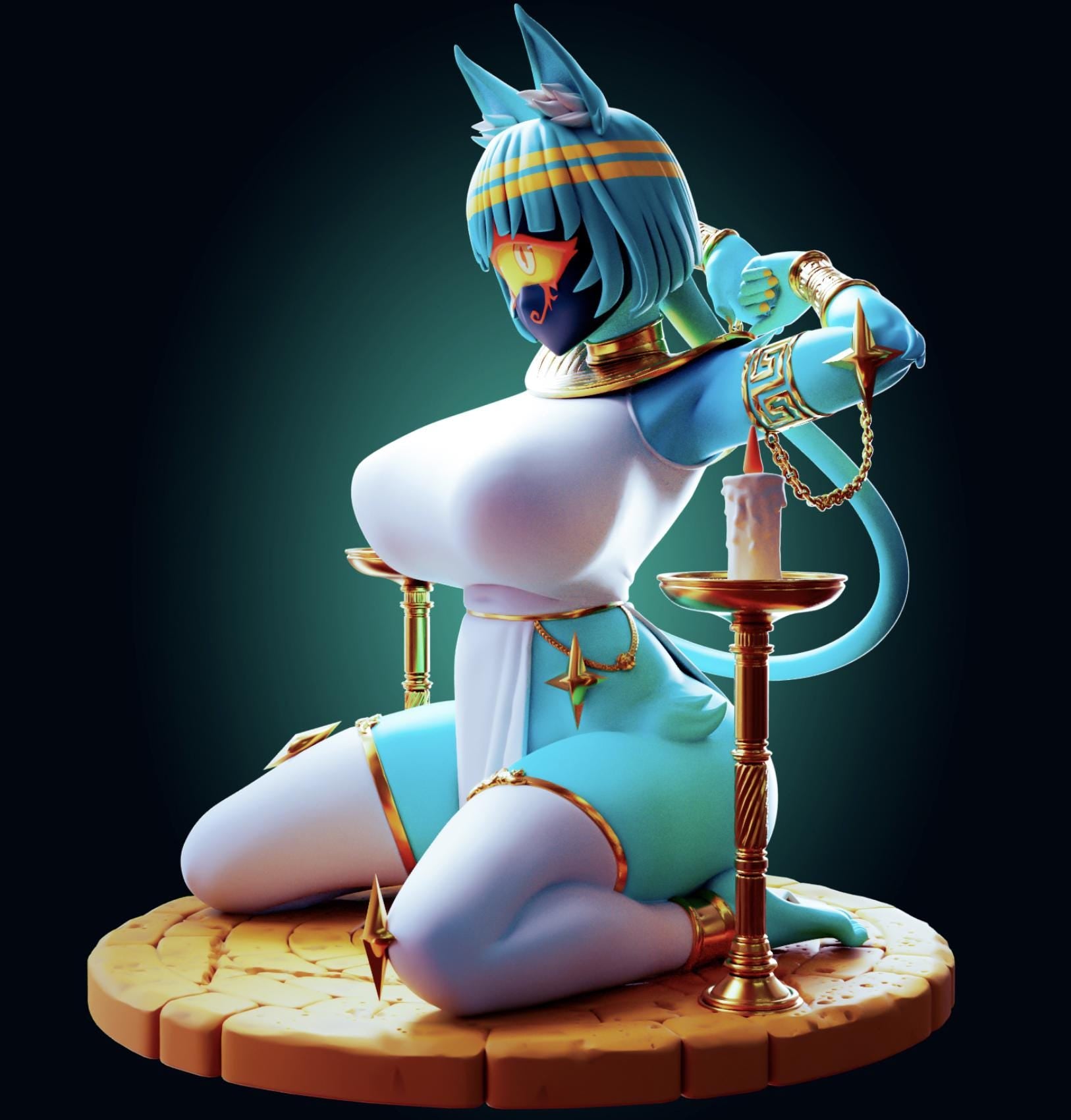 Egyptian Cat Girl Model Kit | 3D Resin Printed Figurine | Officer Rhu