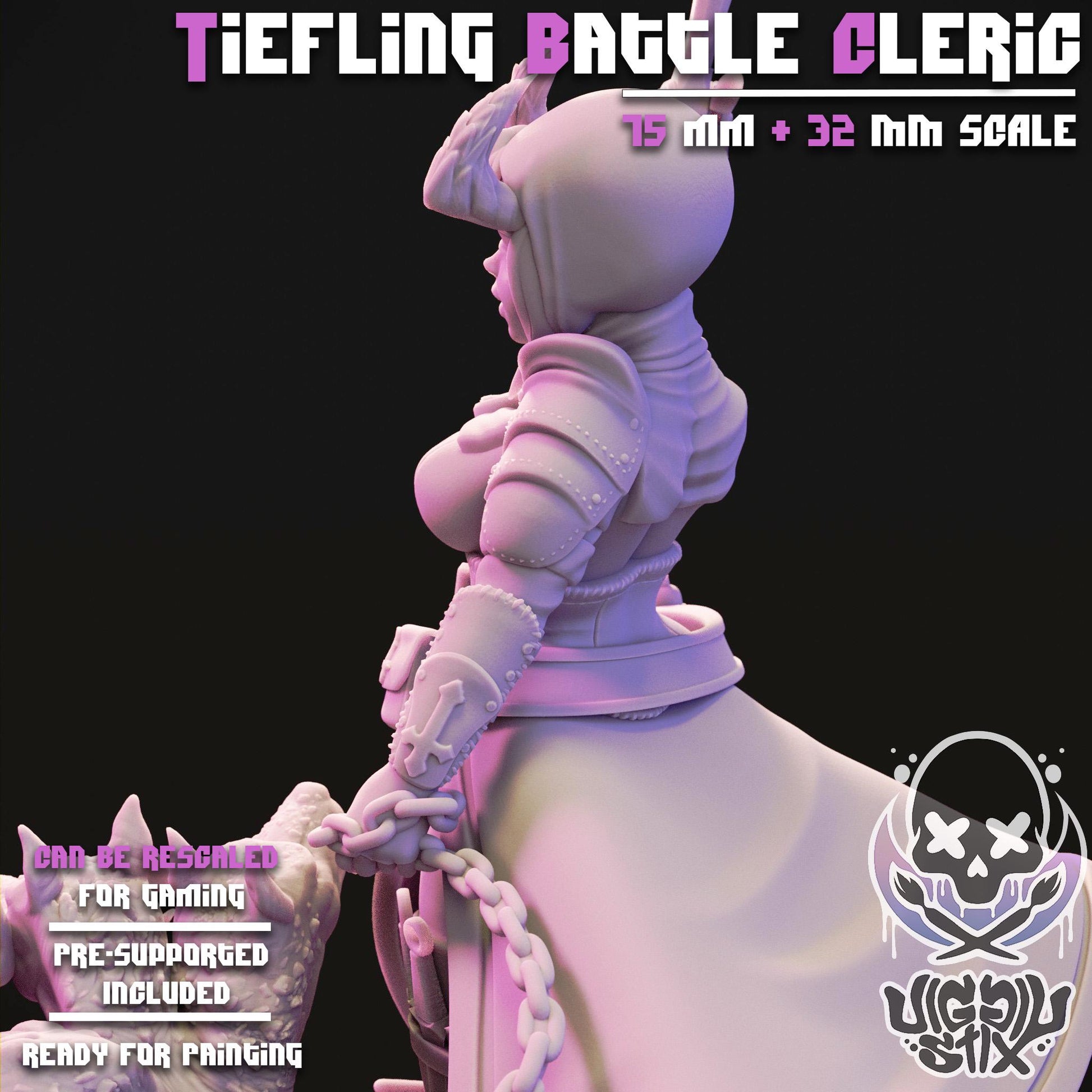 Tiefling Battle Cleric Miniature | Jigglystix