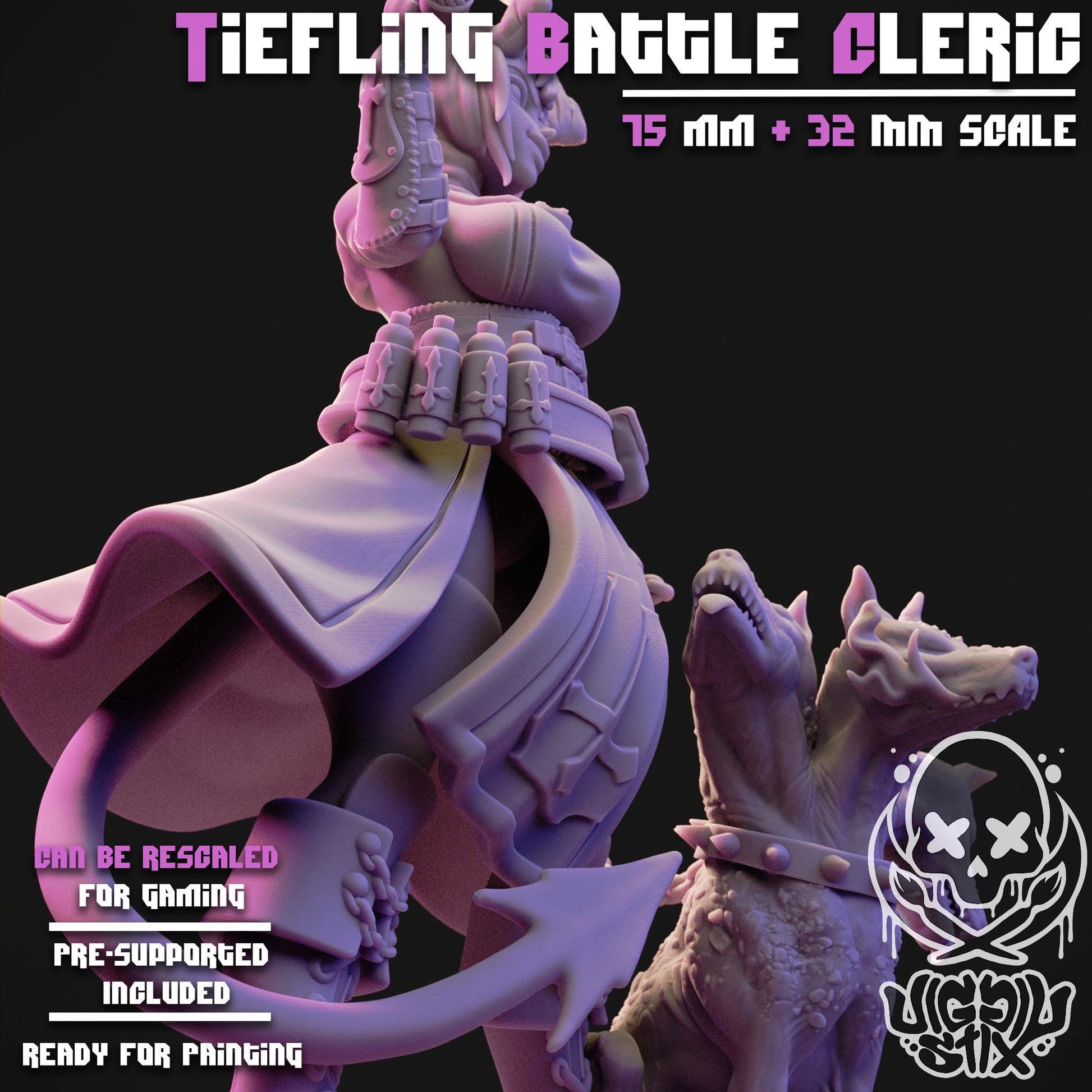 Tiefling Battle Cleric Miniature | Jigglystix