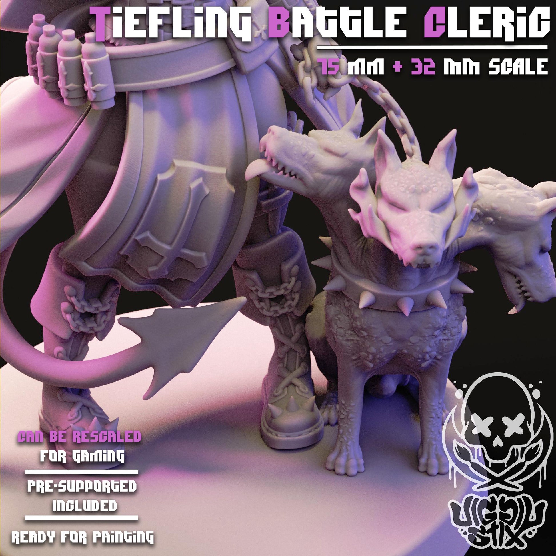 Tiefling Battle Cleric Miniature | Jigglystix