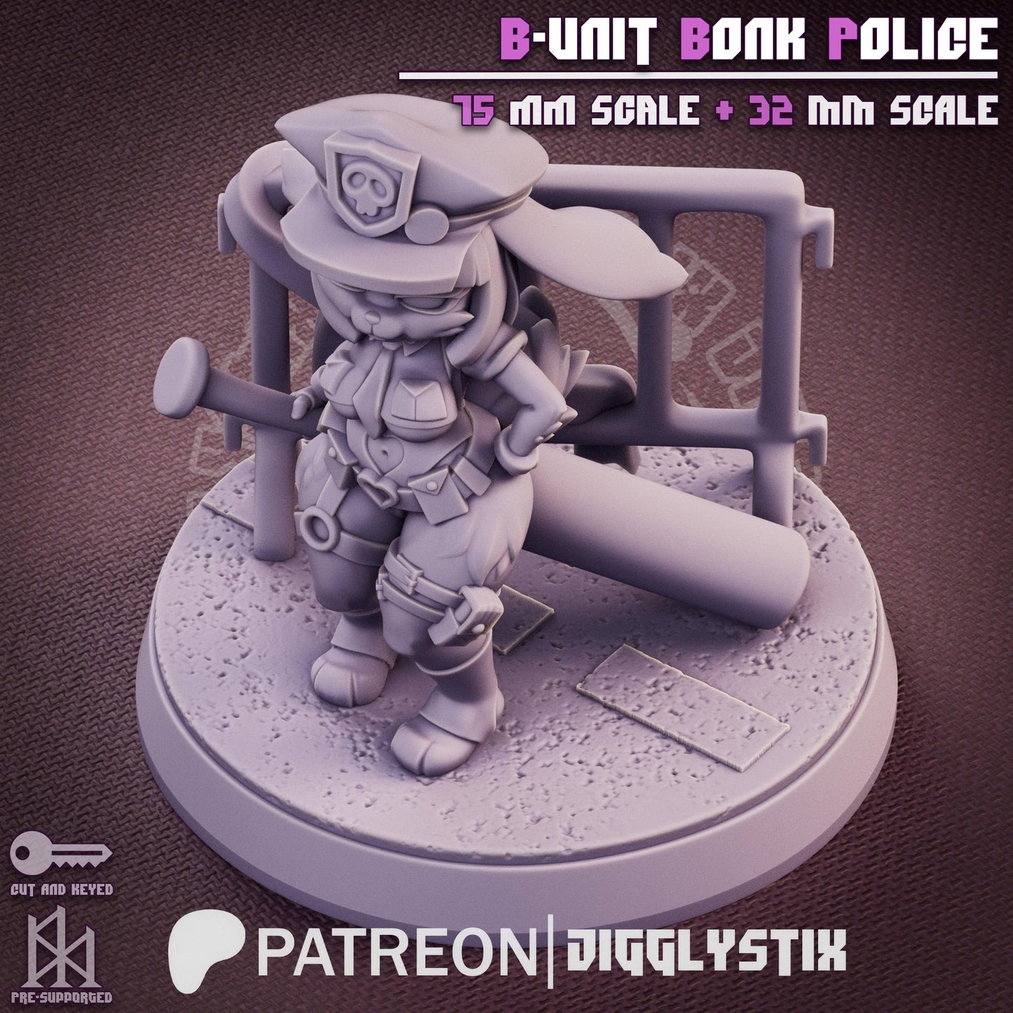 Bunny Cop Miniature | Jigglystix