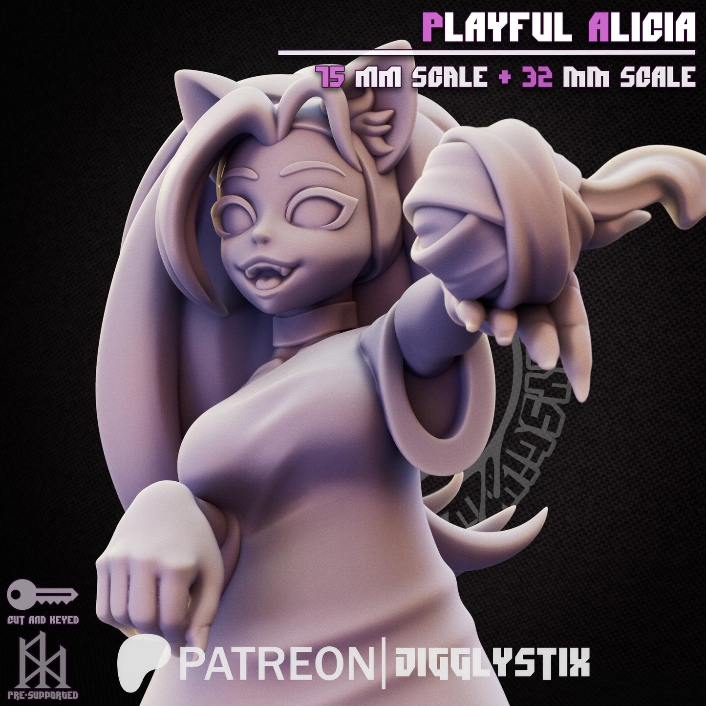 Playful Alicia Cat Girl Miniature | Jigglystix