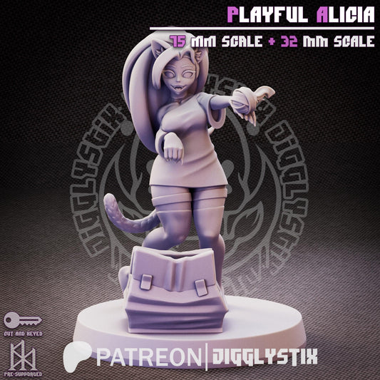 Playful Alicia Cat Girl Miniature | Jigglystix