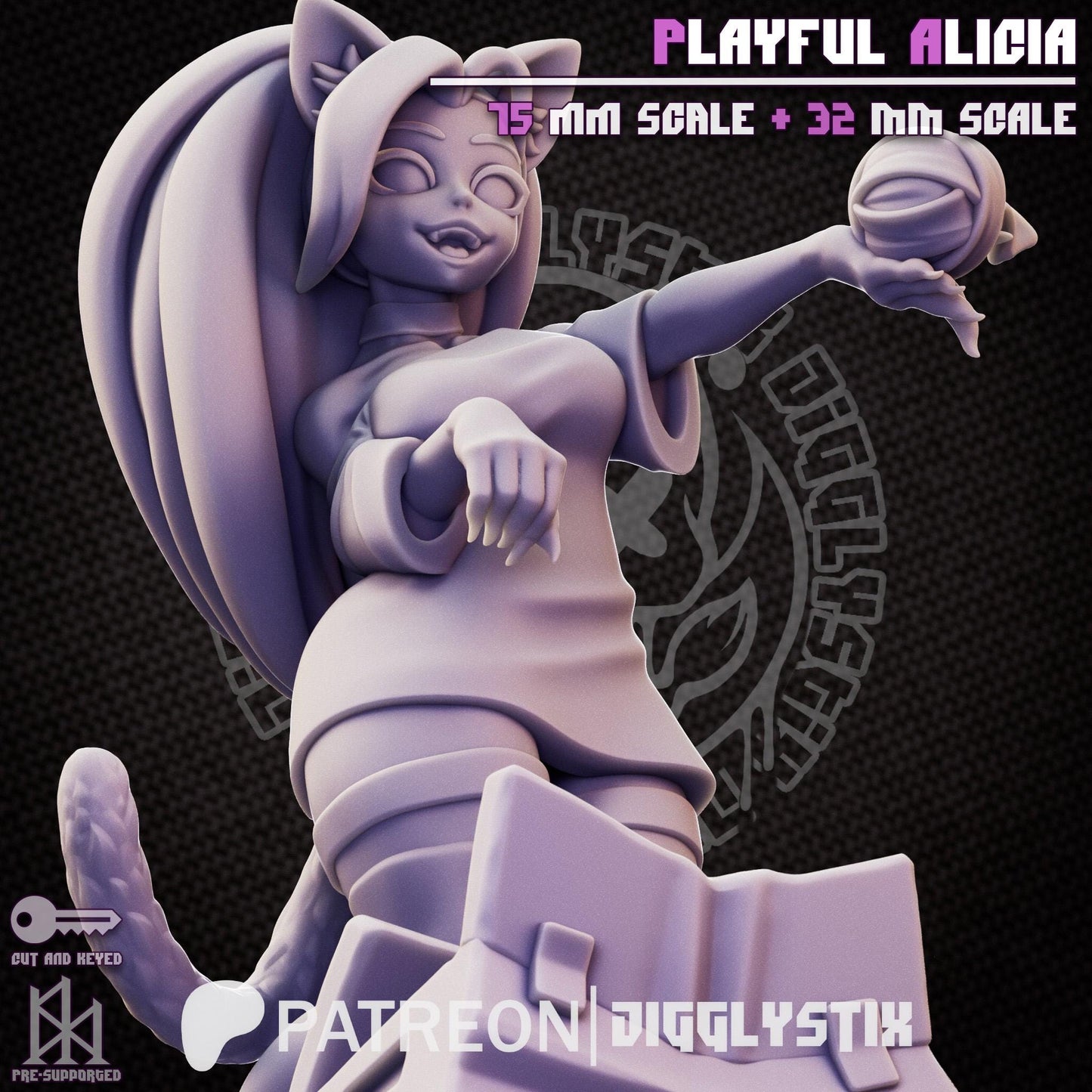 Playful Alicia Cat Girl Miniature | Jigglystix